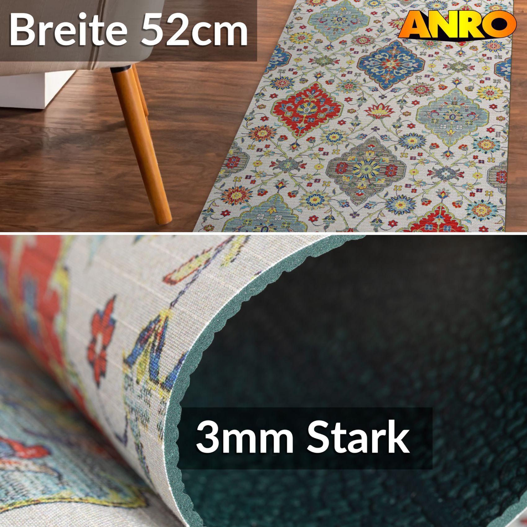 ANRO Küchenläufer GreenLine Teppichläufer Textil, Rechteckig, günstig online kaufen