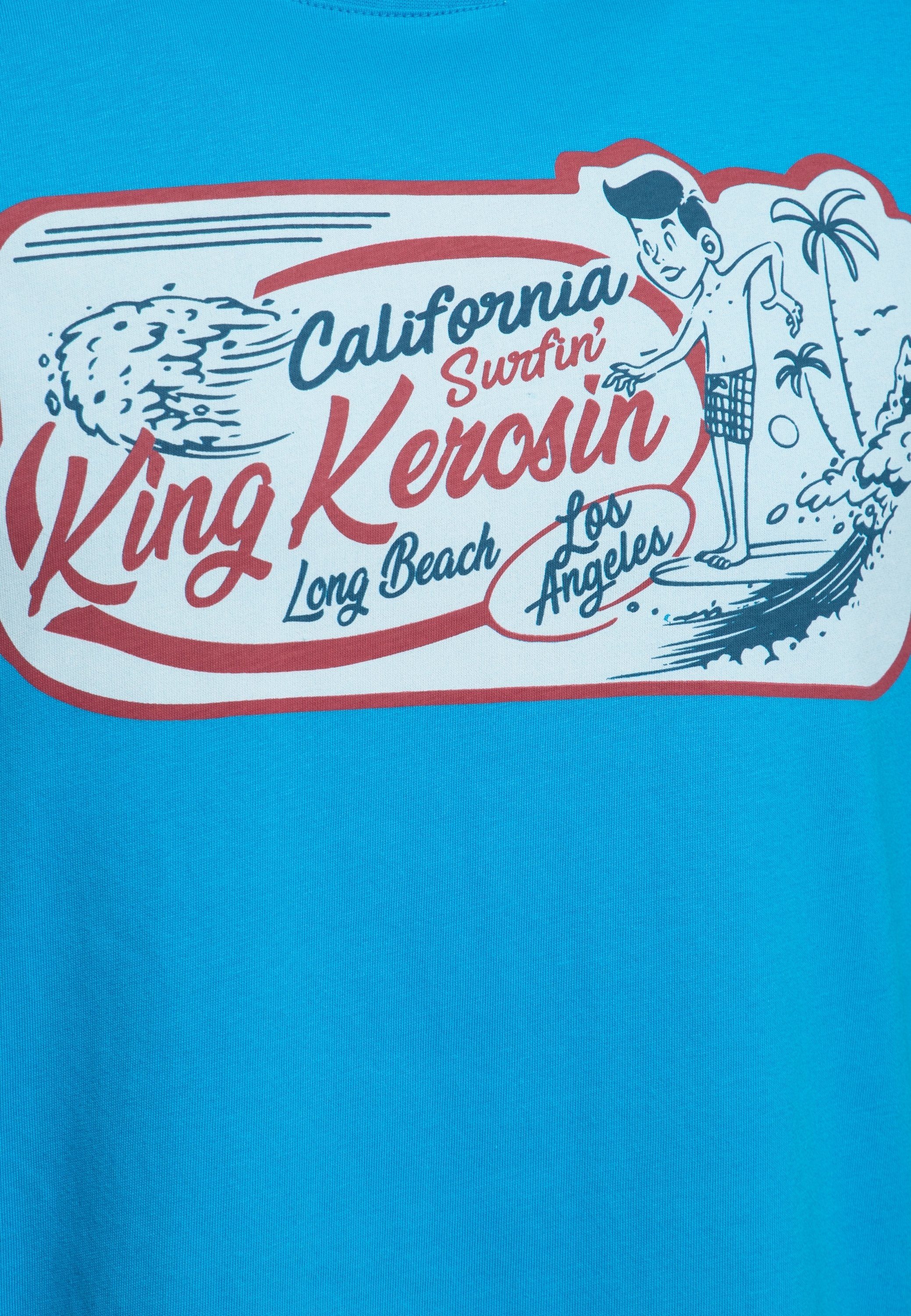 blau KingKerosin Front Surfin California Print (1-tlg) Style im "Vintage Surfer" mit Print-Shirt
