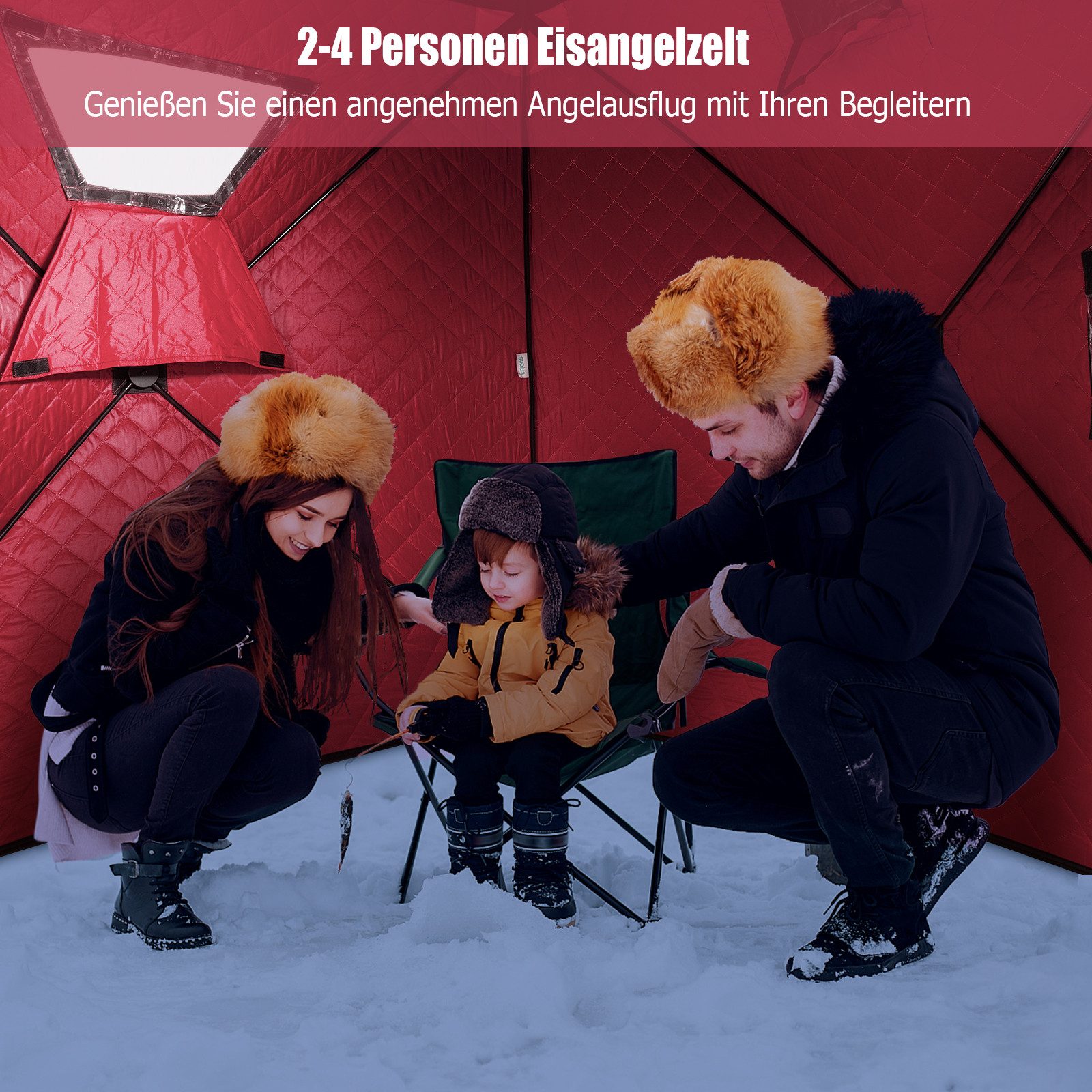 COSTWAY Angelzelt, Personen: 4, Isoliertes Pop-up-Zelt mit Baumwollwänden