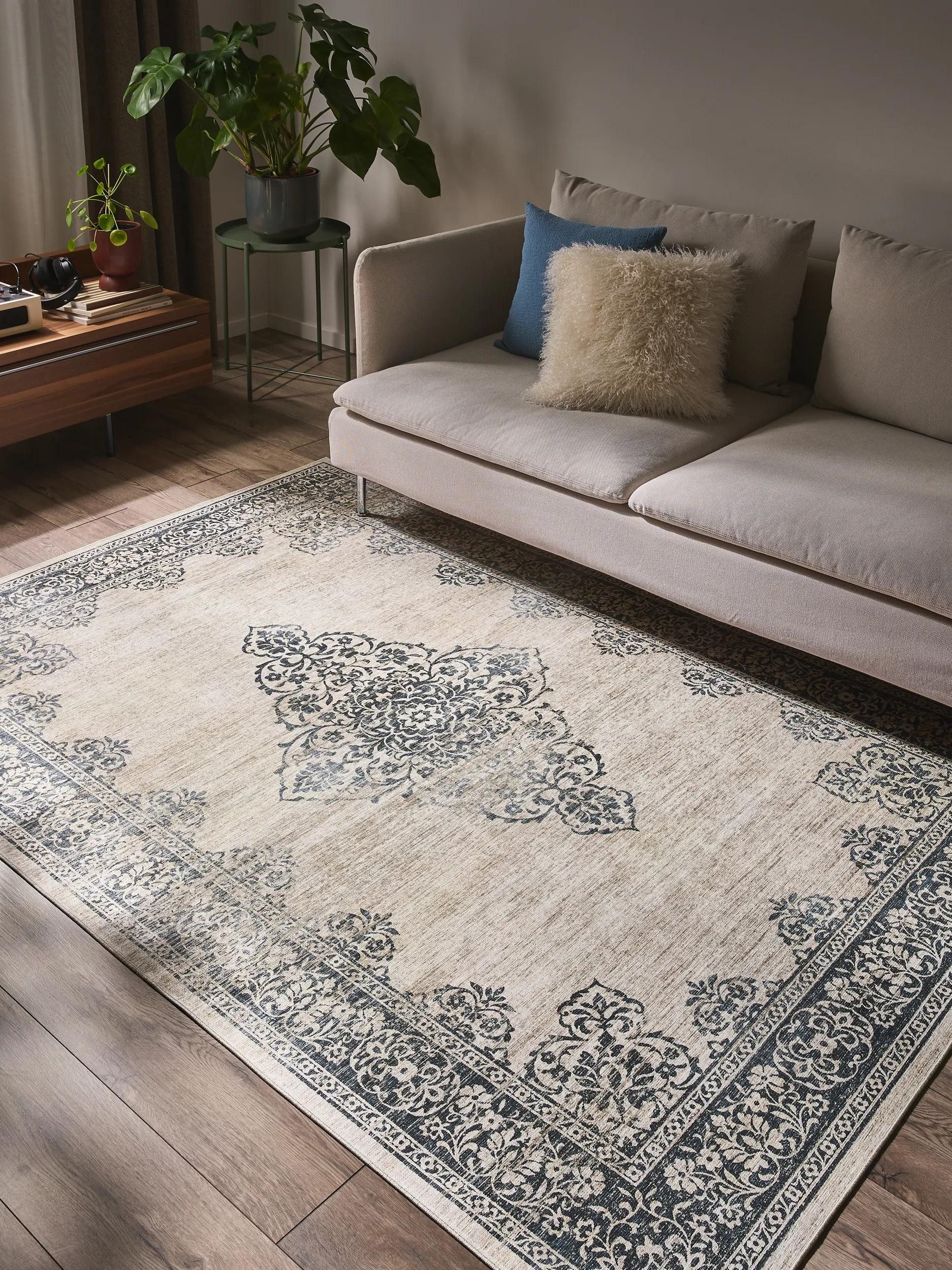 benuta Teppich Laury, rechteckig, Höhe: 5 mm, Teppich Wohnzimmer, Schlafzimmer, Esszimmer, Flur, Kunstfaser, Cozy