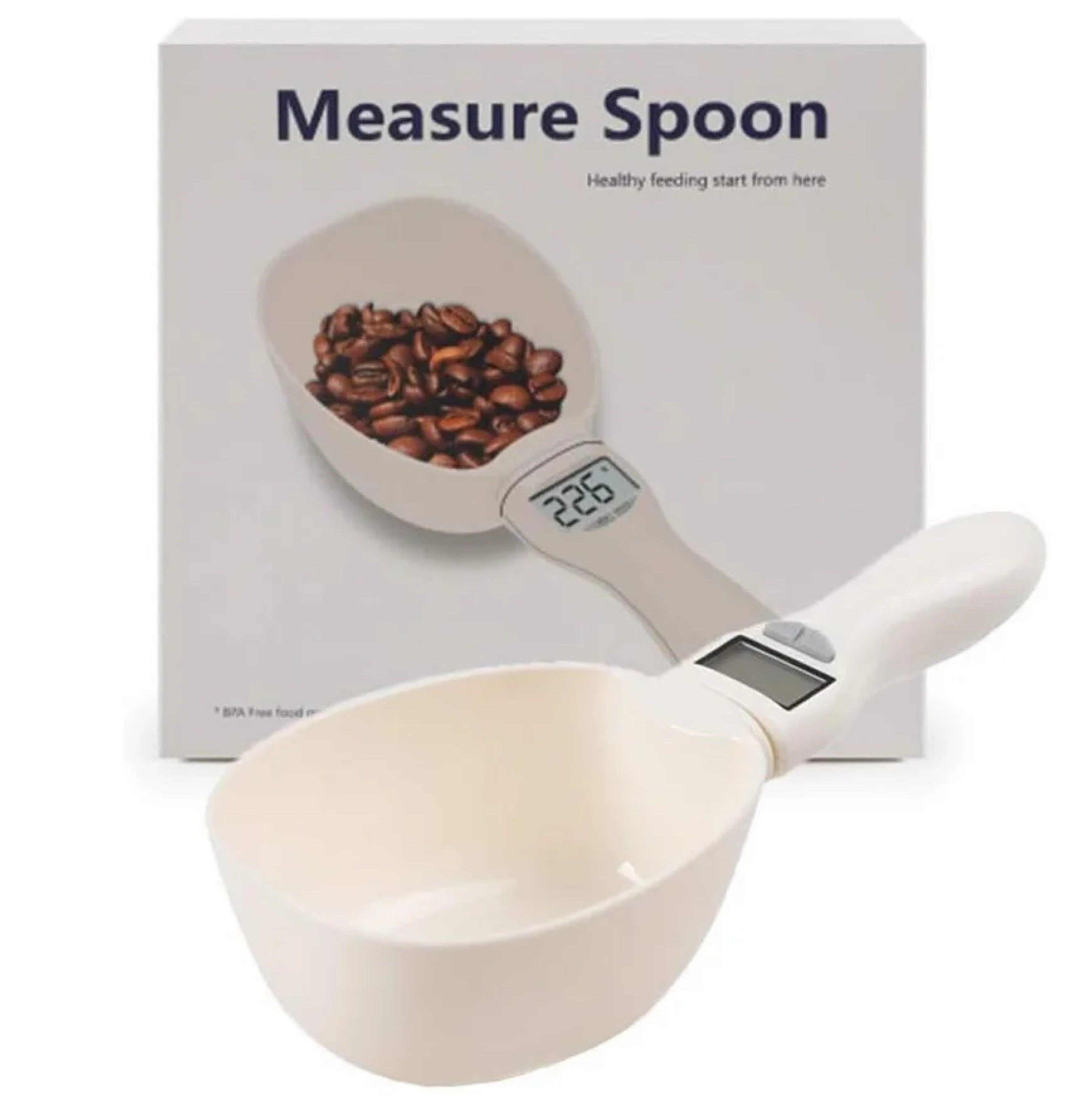 HURTNET Küchenwaage Nuxie Messlöffel-Waage für Tierfutter mit LCD-Anzeige, (Elektronische Messlöffel-Waage für Tierfutter mit LCD-Anzeige, Elektronische Futterwaage mit Messlöffel für Hunde & Katzen, 800 g), Digitale Löffelwaage mit LCD, 800 g Tragkraft, abnehmbar, kompakt