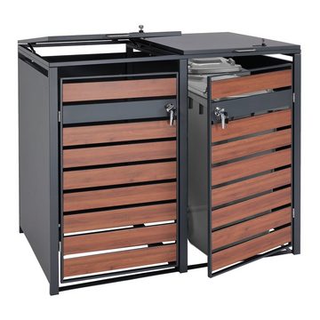 MCW Mülltonnenbox MCW-J81-2er/4er (1 St), Erweiterbar, UV-beständig, Praktische Einhand-Bedienung