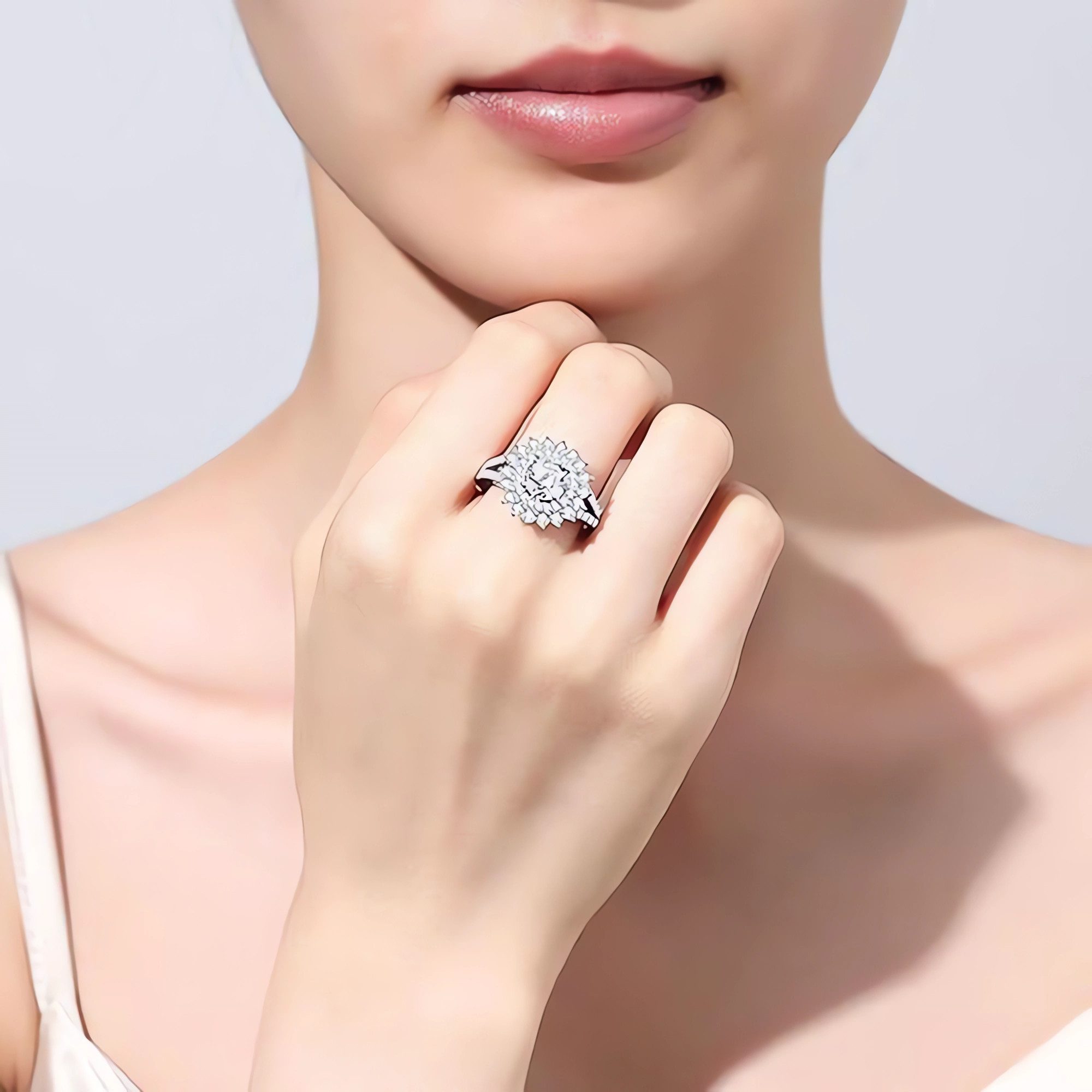 Jumpeak Diamantring Diamantring 585 Gold,Blütenkranz-Einfassung Damenring,IGI-Zertifikat, 1,5ct E VS1 2EX,Labor Diamant,Jubiläumsgeschenk für besondere Personen