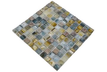 Mosani Mosaikfliesen Glasmosaik Naturstein Mosaik hellgrau glänzend / 10 Matten