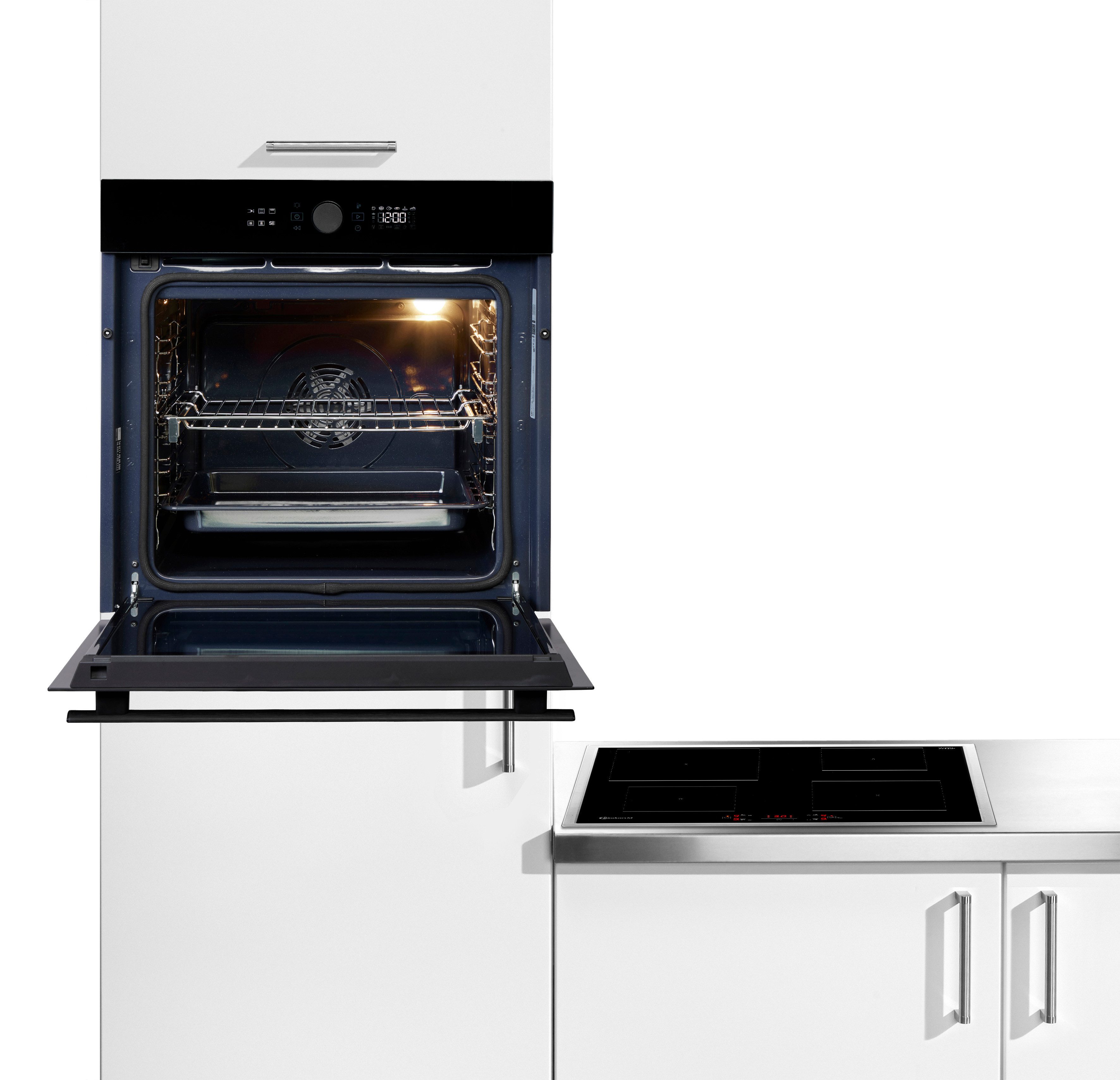 BAUKNECHT Backofen-Set BAKO 920 Airfry, mit Teilauszug, FlexiClean - zwei mühelose Reinigungsfunktionen (Pyrolyse & Hydrolyse) je nach Bedarf, AirFry-Funktion – die gesündere Alternative zur Fritteuse