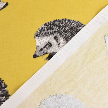 Prestigious Textiles Stoff Dekostoff Baumwolle Digitaldr. Hedgehog Canvas Igel gelb schwarz 140cm