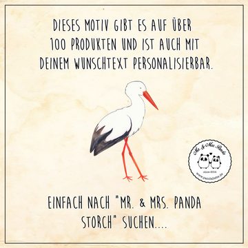 Mr. & Mrs. Panda Aufbewahrungsdose Storch - Gelb Pastell - Geschenk, Schwangerschaft, Dose, Metalldose, (1 St), Einzigartiges Design