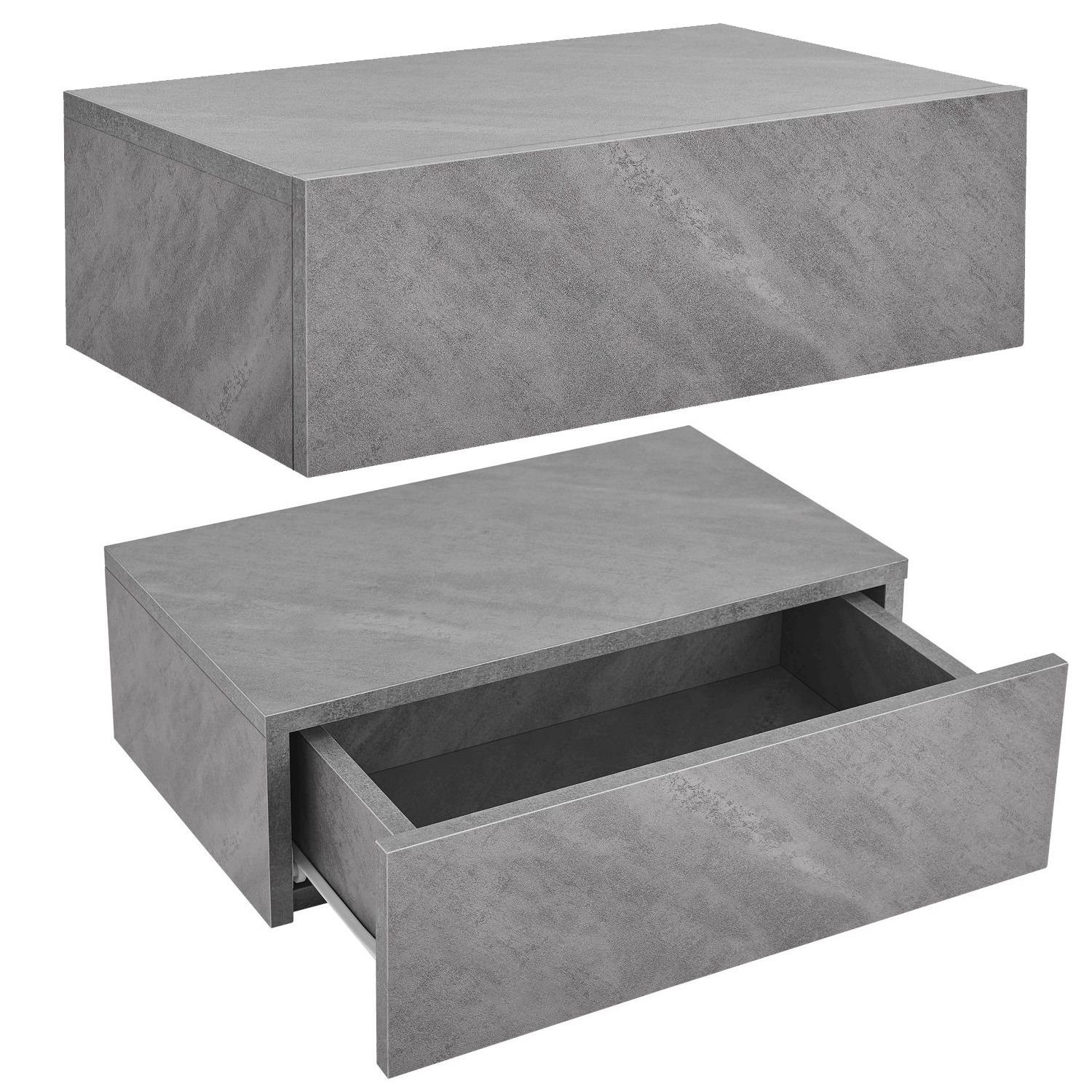 Juskys Wandregal, 1 Schublade pro Regal, Holz, Wandmontage, inkl. Befestigungsmaterial grau | Grau