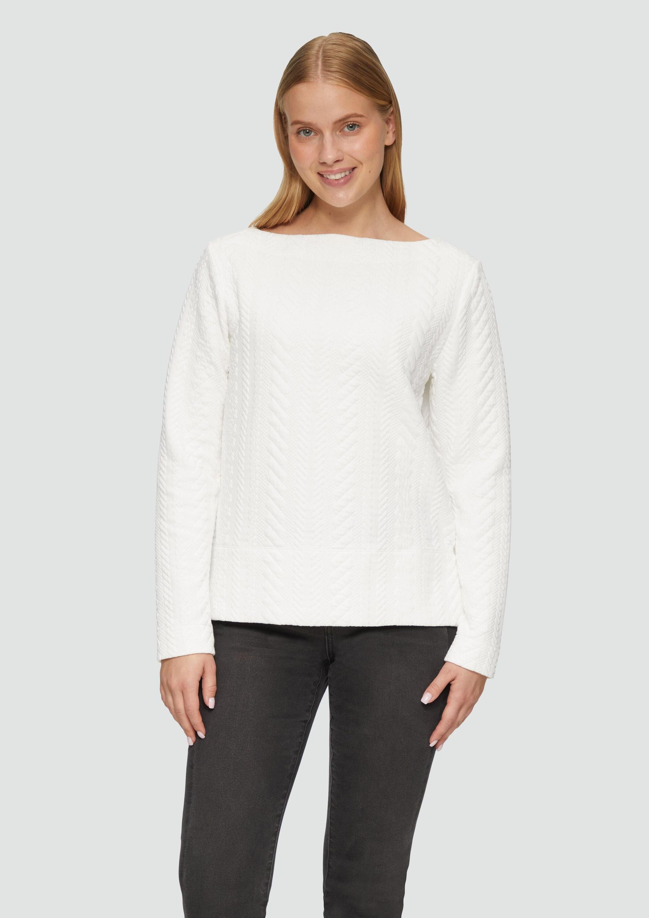 s.Oliver Sweatshirt Sweatshirt Strukturiertes Jacquard-Sweatshirt mit U-Boo günstig online kaufen