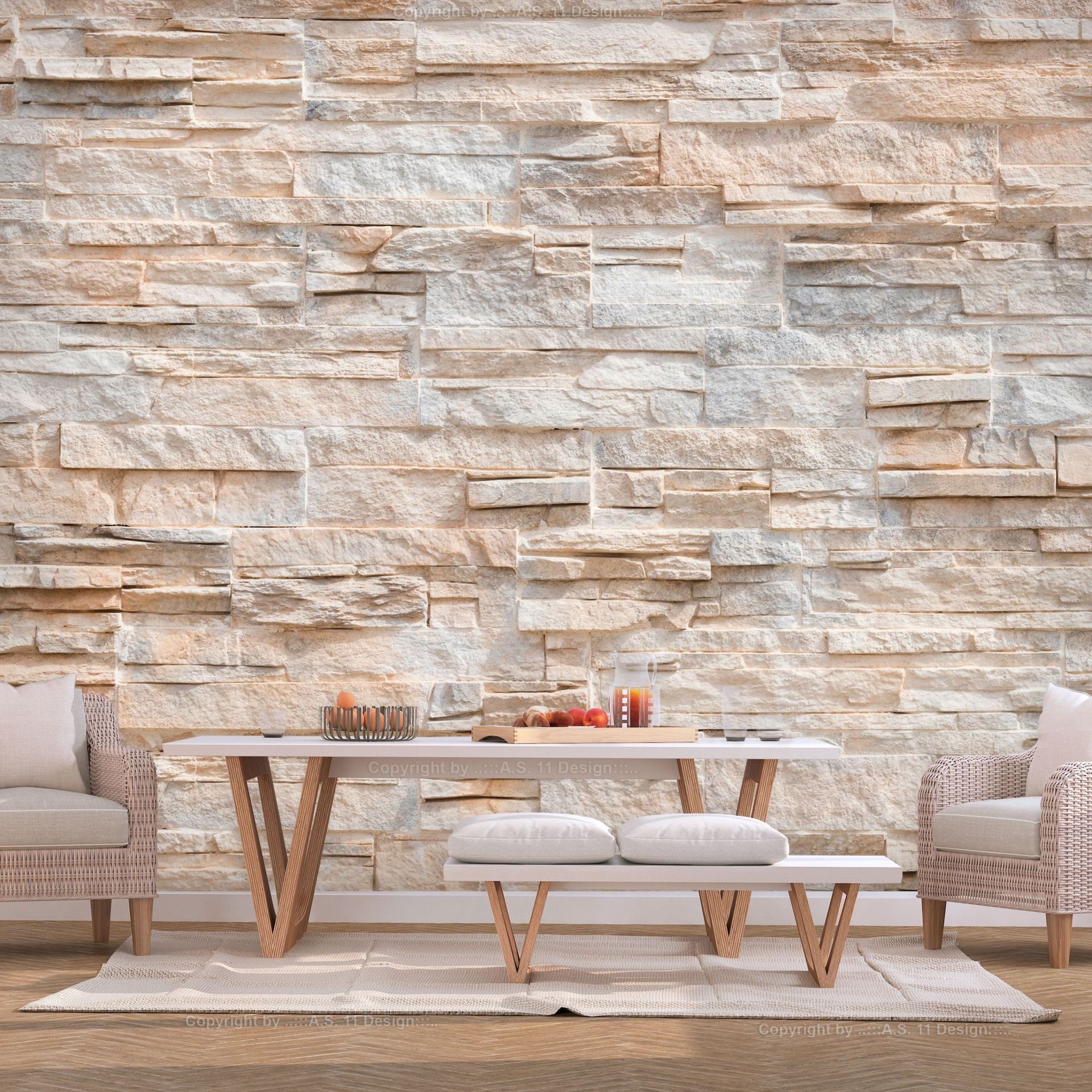 KUNSTLOFT Vliestapete Steinmauer 1x0.7 m, Halb-matt, günstig online kaufen
