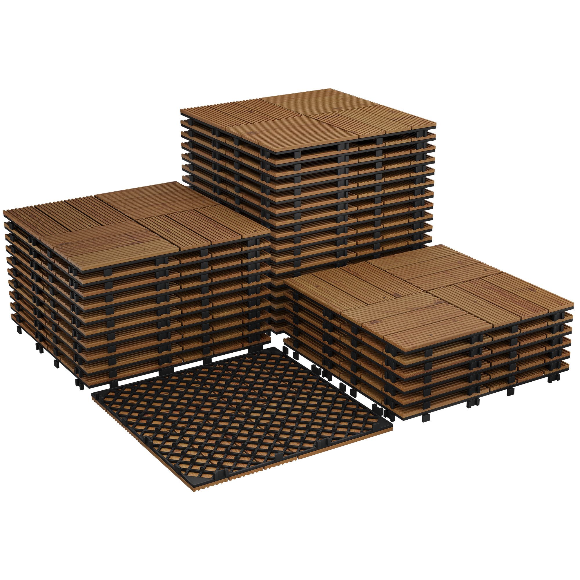 GarveeMore Terrassendielen Bodenfliesen, verriegelbar, wasserdicht, rutschfest,