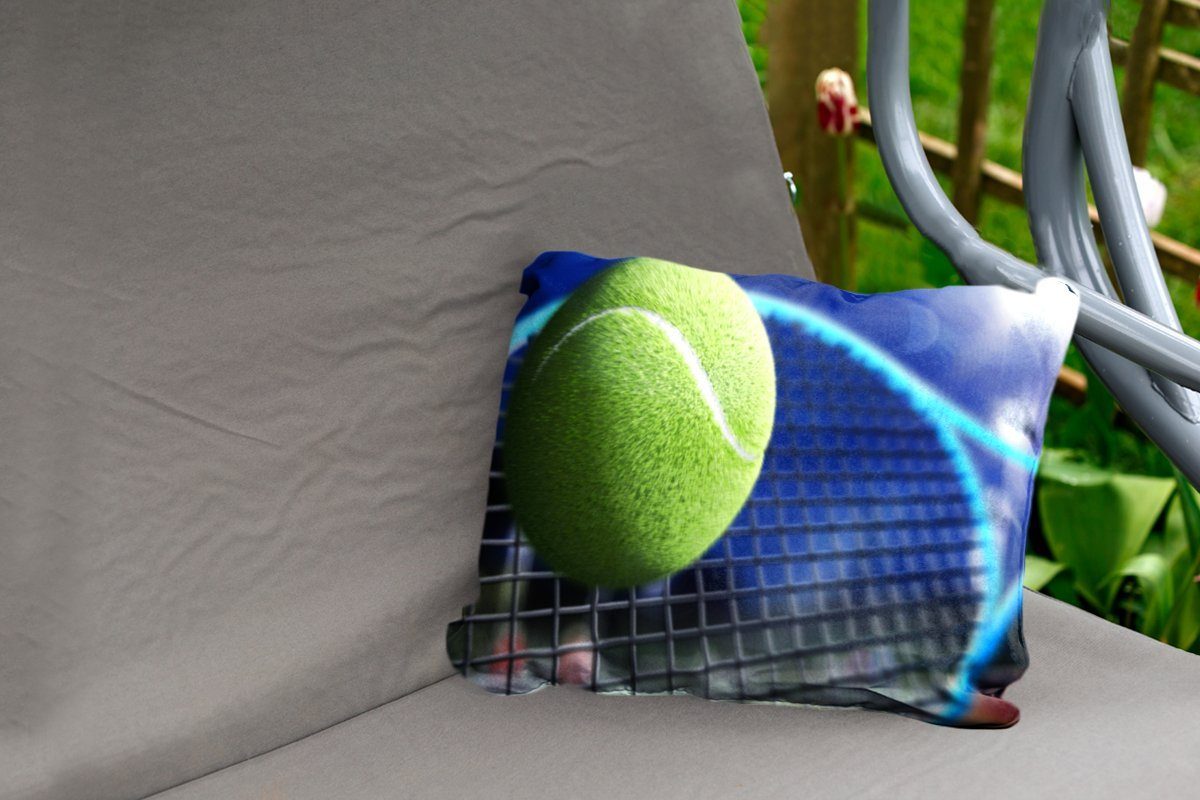 MuchoWow Dekokissen Tennisschläger trifft den Polyester, Ball, Kissenhülle Dekokissenbezug, Outdoor-Dekorationskissen