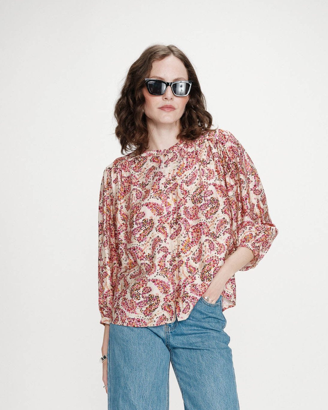 Grace & Mila Tunikashirt BLUSE MANCHES BALLONS 3/4 VANILLE - Langarmbluse - Blusenshirt