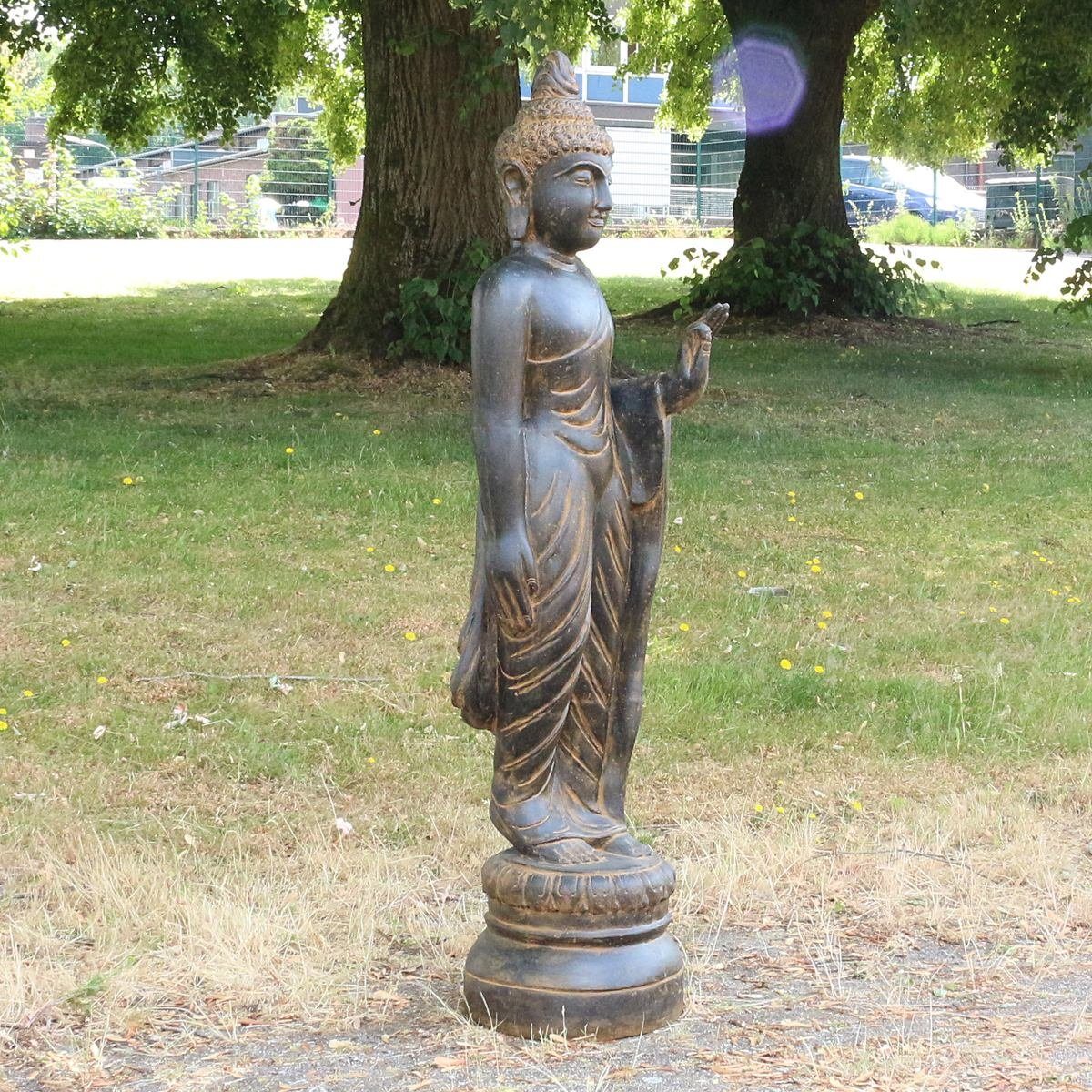 Oriental Galerie Dekofigur Stehender Buddha in Ursprungsland Antik Handarbeit Herstellung (1 traditionelle St), cm Garten Steinfigur im Finish 160