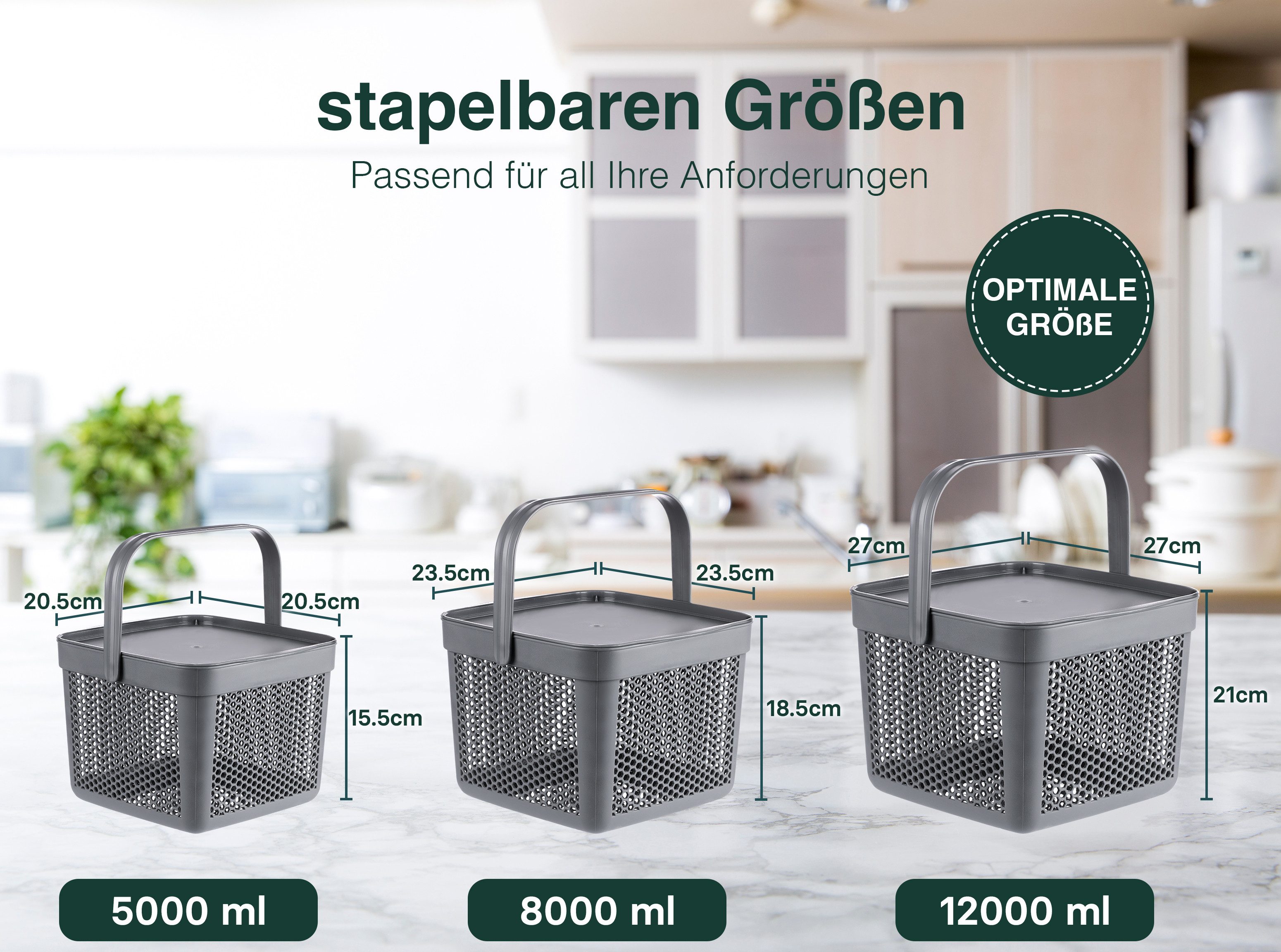 uandu home Vorratsdose Kartoffel Aufbewahrungsbox Küche, Zwiebeln, Knoblauch Aufbewahrung, (Korb für Spielzeug, Wäschekorb, Regal Korb, Aufbewahrungskorb für Ba – Bild 3 von 5