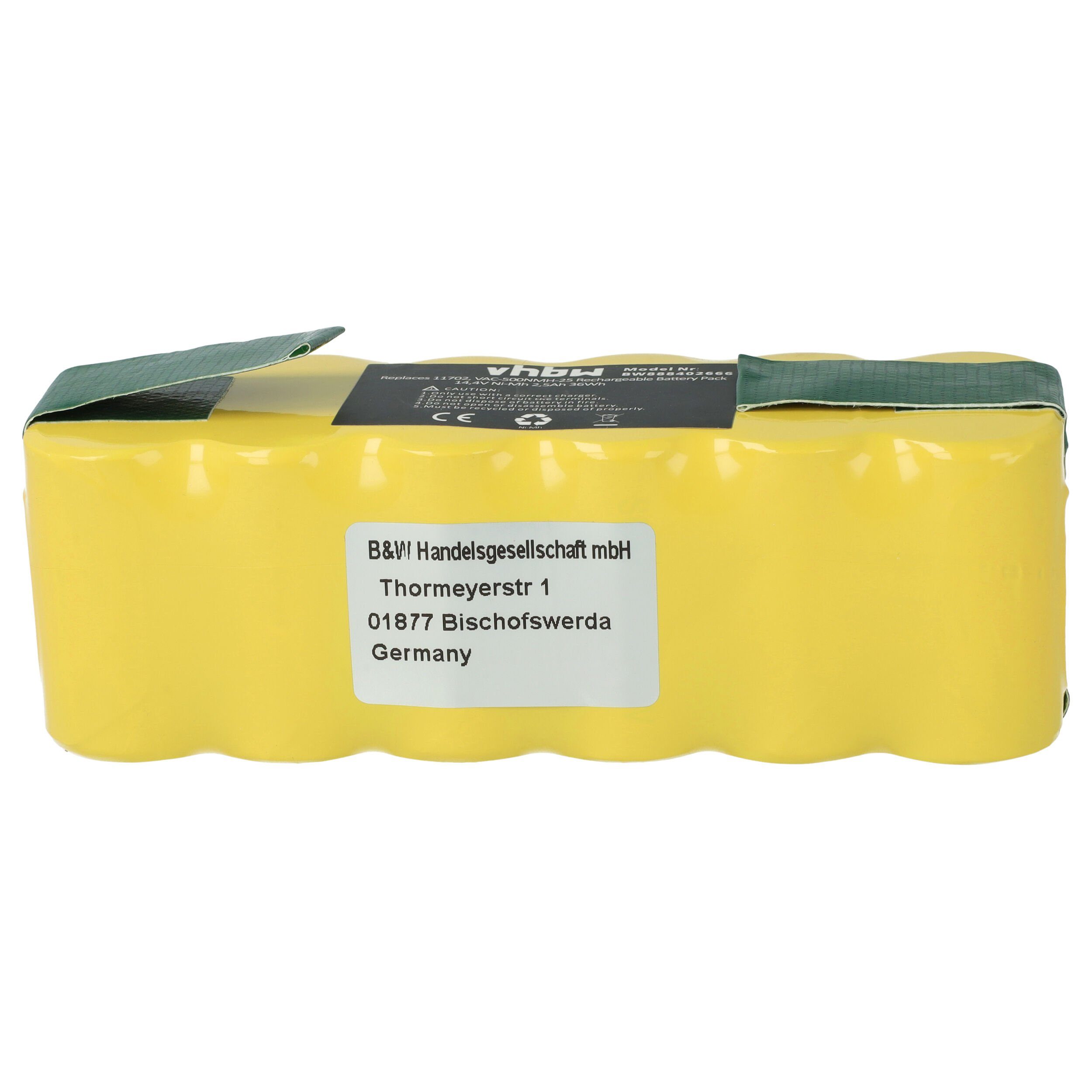 2500 NiMH V) (14,4 Klarstein mit kompatibel Staubsauger-Akku R290 Veluce Cleanfriend vhbw mAh