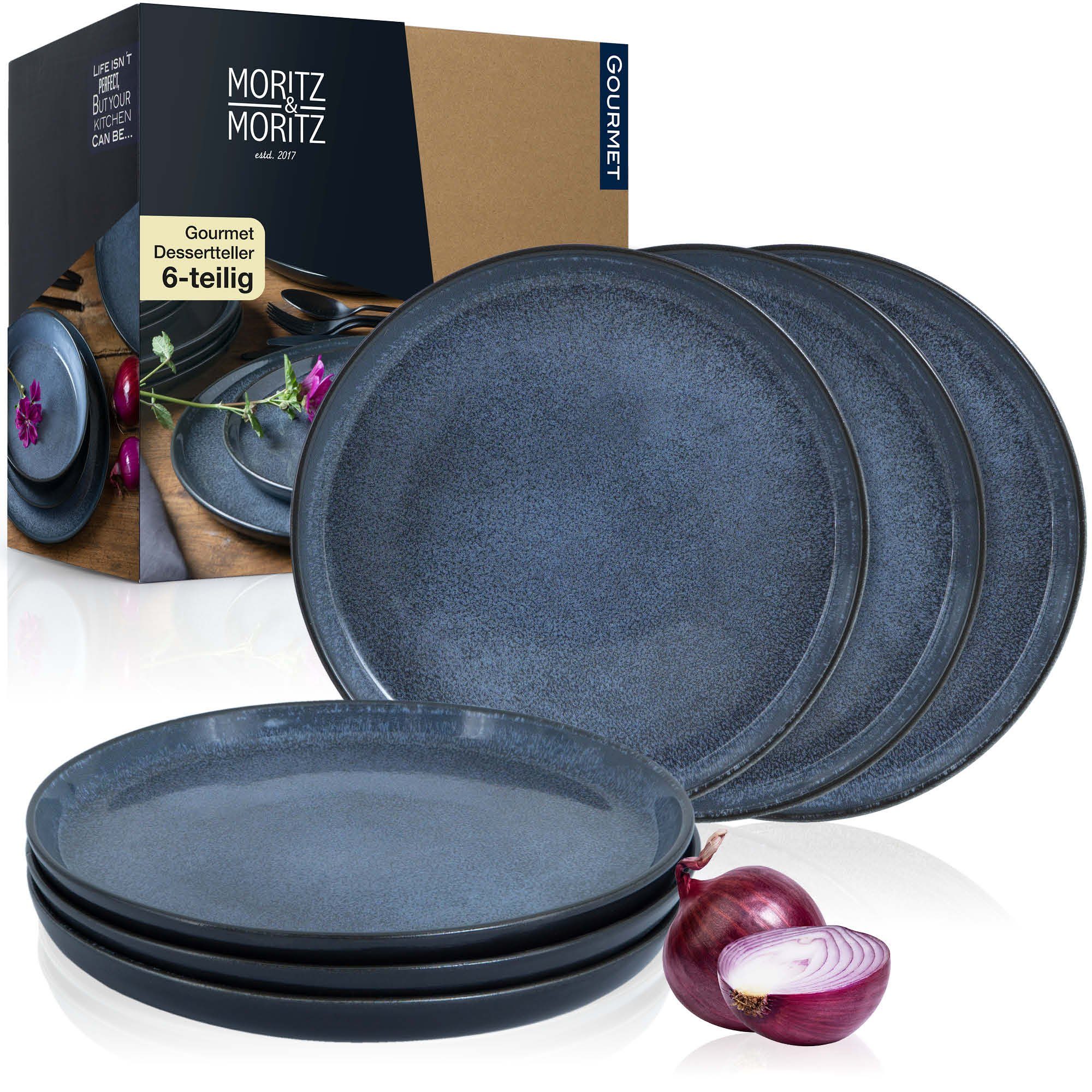 Moritz & Moritz Dessertteller Dessert Teller Set blau, (6 St), für 6 Personen - spülmaschinen- und mikrowellengeeignet | Dessertteller