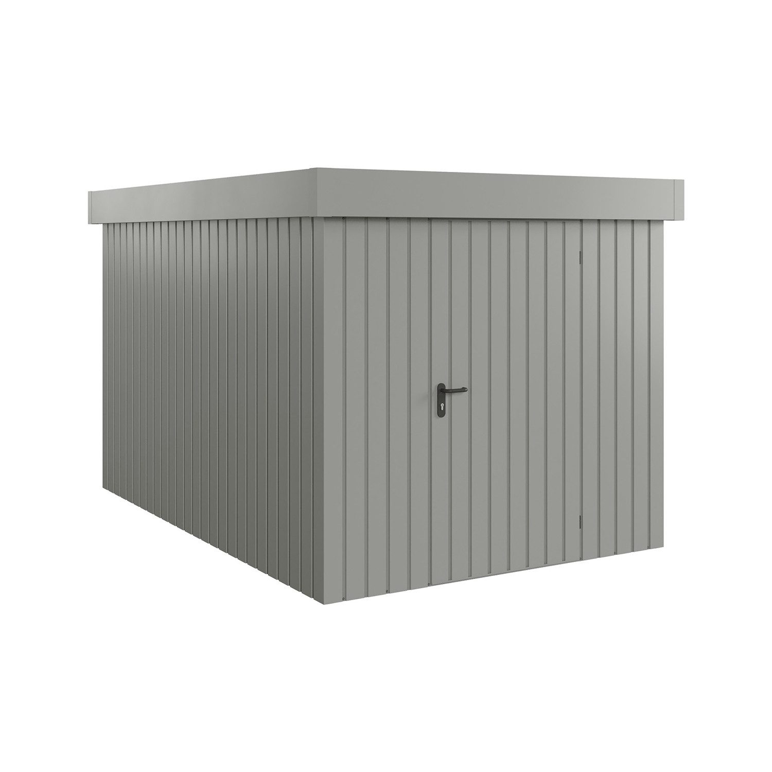 Hörmann Ecostar Gerätehaus Metall-Gerätehaus "Euroline Trend", BxT: 214x310 cm, mit Flachdach, graualuminium, 1-flüglige Tü