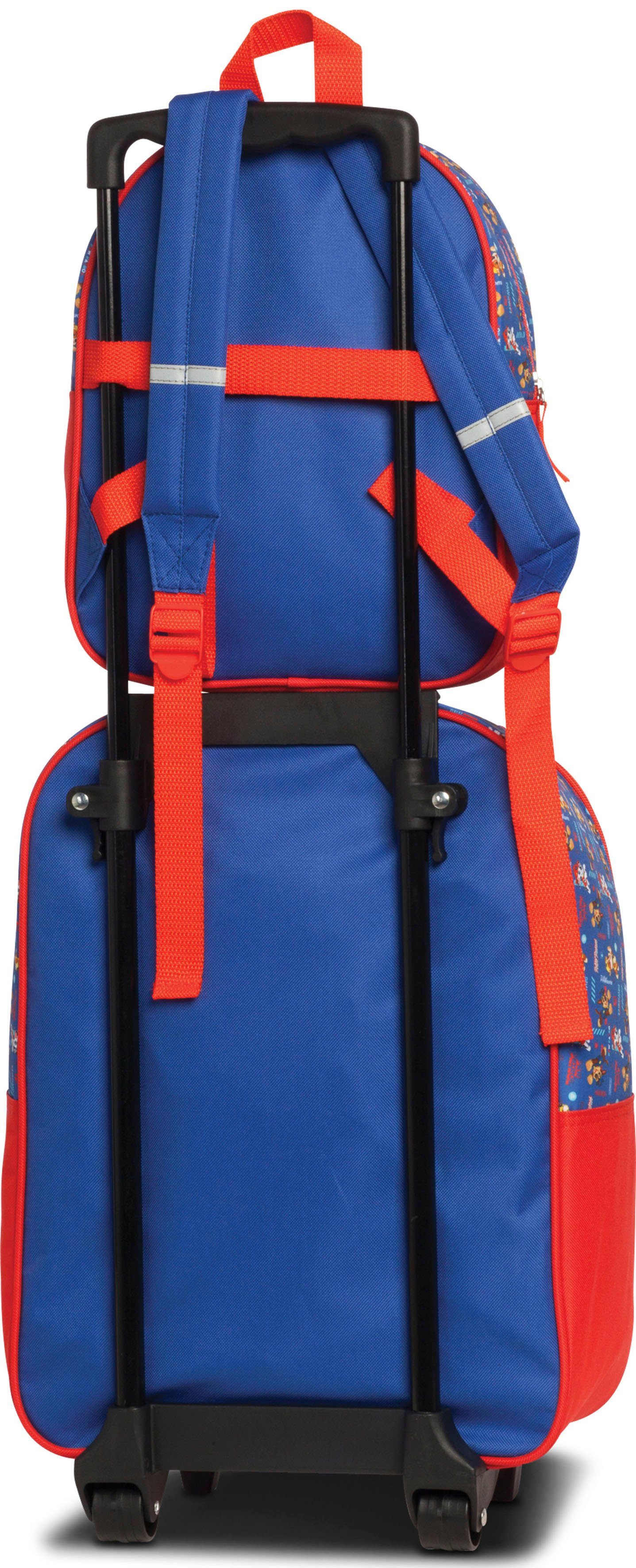 Rucksack Patrol, & Kinderreise-Set, blau/rot, 2 fabrizio® Paw Kinderkoffer Viacom, Rollen, Trolley