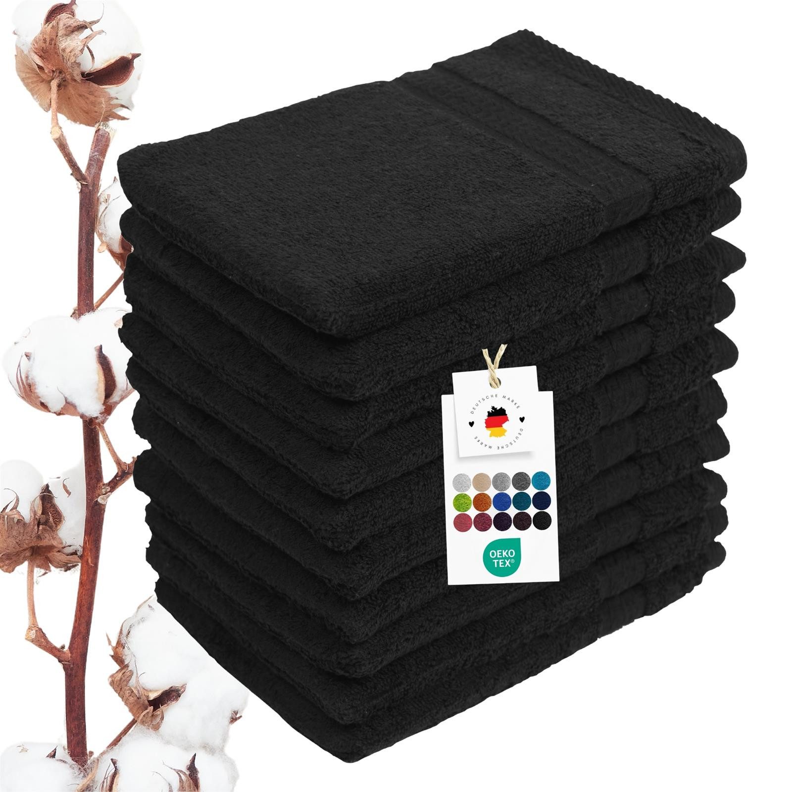 Carpe Sonno Waschhandschuh Мочалки 10er Set Baumwolle Frottee Gesicht Körper Weich Saugstark, Frottier (Spar-Set, 10-St), 500 g/m² Handwaschlappen mit Aufhängeschlaufe Erwachsene Kinder Baby