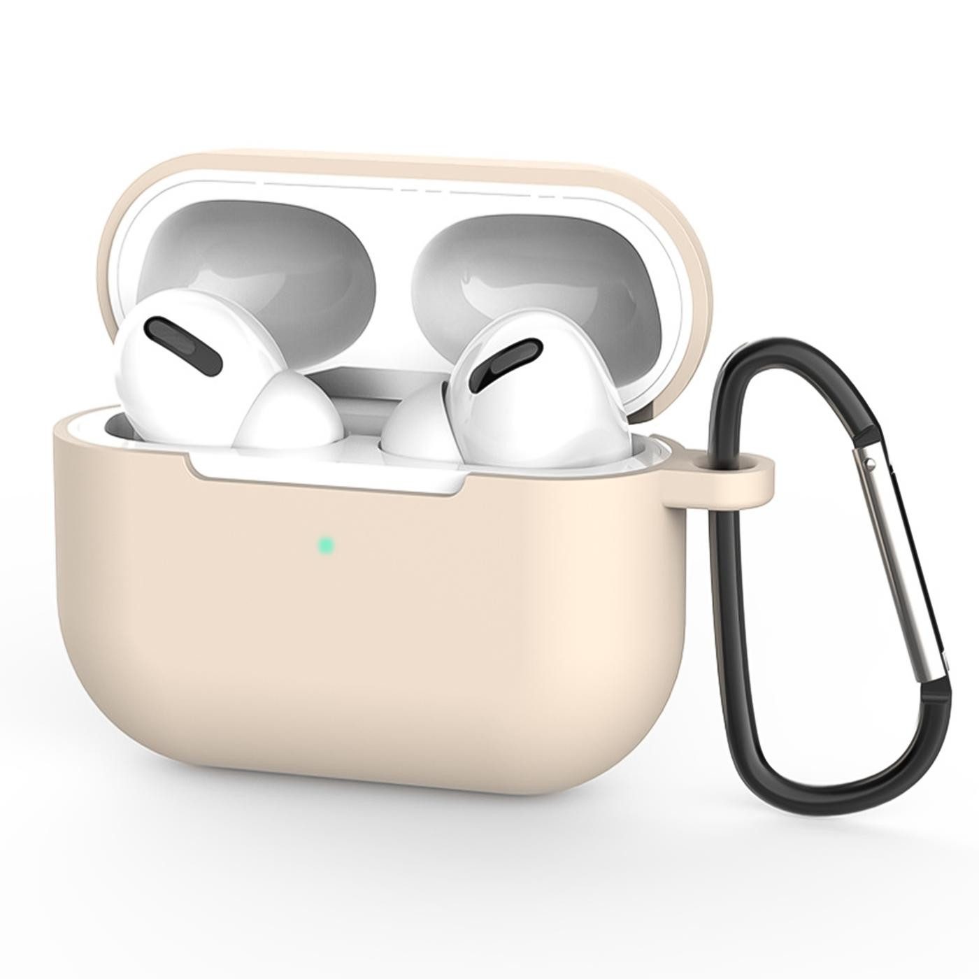 CoolGadget Kopfhörer-Schutzhülle Basic Silikon Hülle für AirPods Pro 1 Schutzhülle mit Karabiner, Soft Touch Case, stoßfest, rutschfest, 360° Schutz, kabellos ladbar