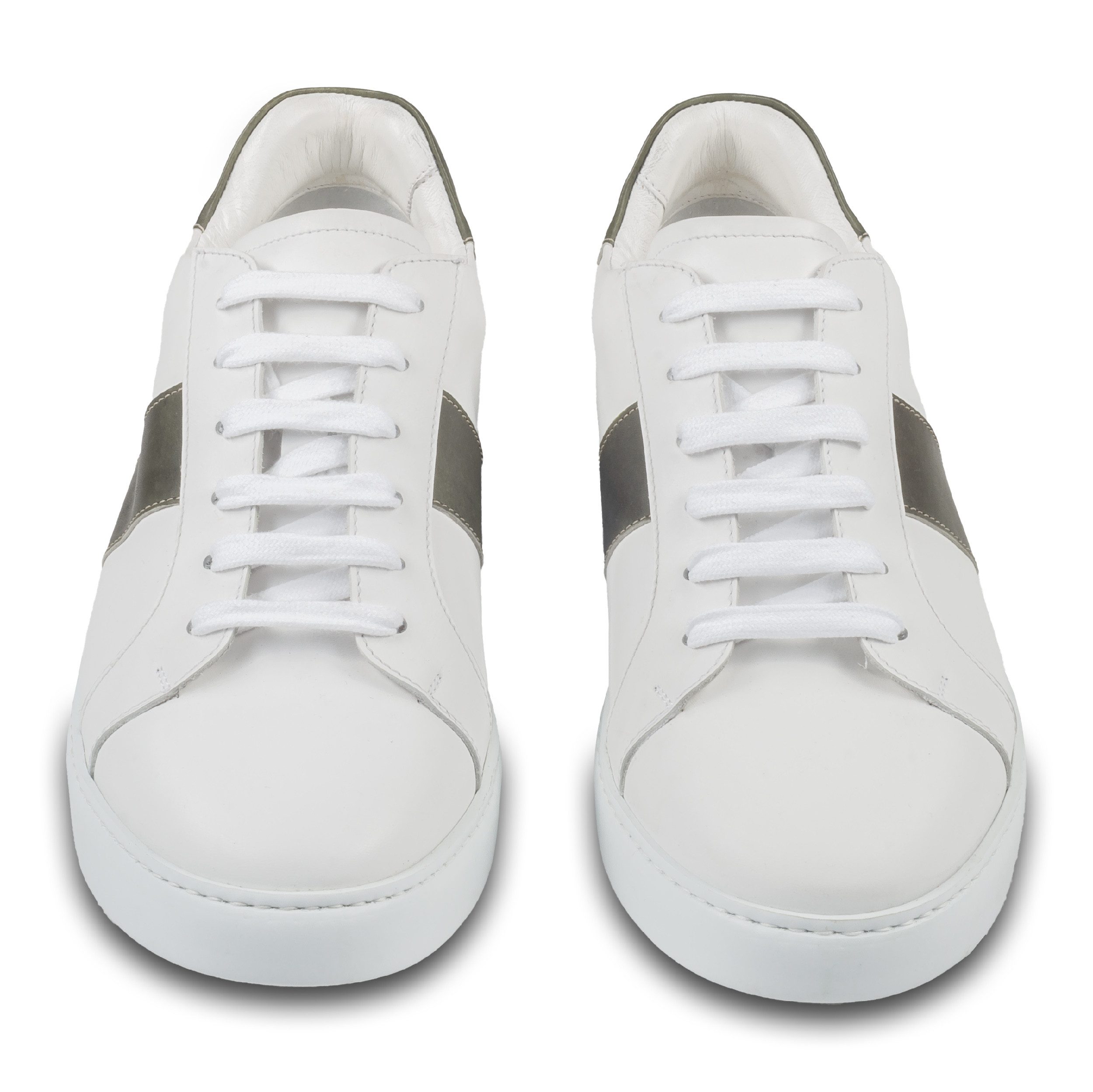 BRECOS BRECOS Herren Leder Sneaker in weiß mit grün, handgefertigt Sneaker Handgefertigt in Italien
