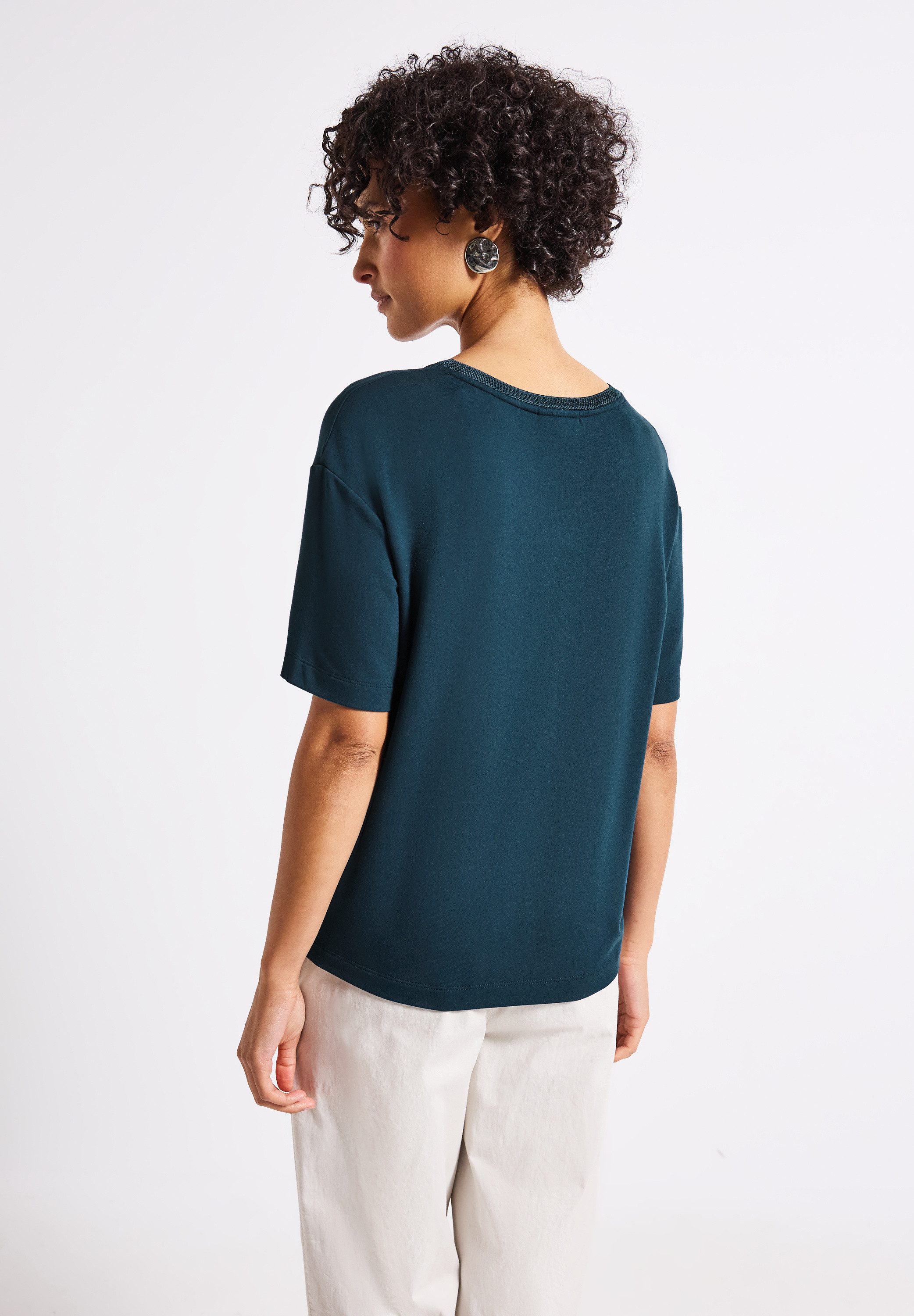 STREET ONE T-Shirt aus elastischem Materialmix günstig online kaufen