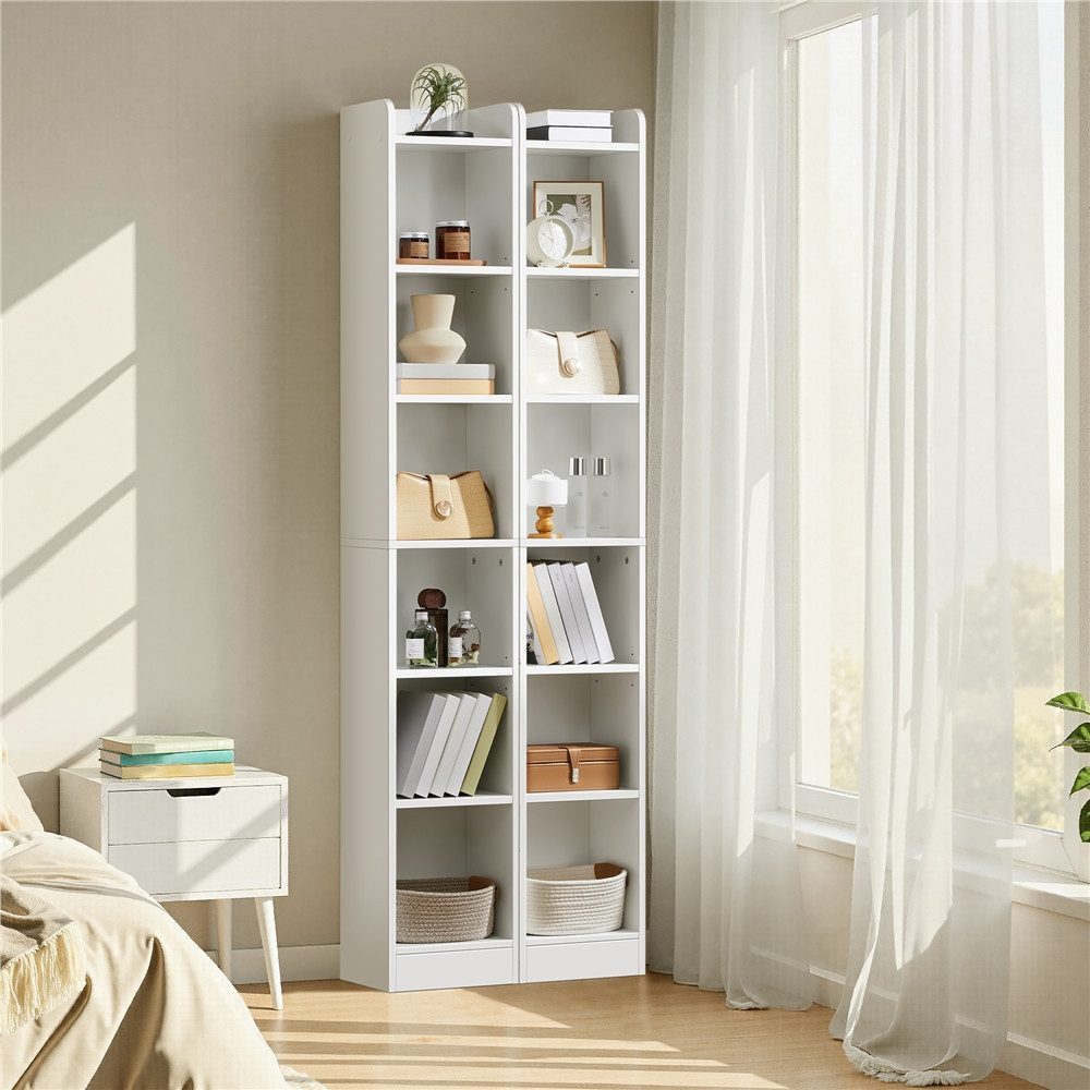 Yaheetech Bücherregal 7-Stufiges Regal 183 cm (H), 1-tlg., Schmales Bücherschrank mit 2 verstellbaren Einlegeböden