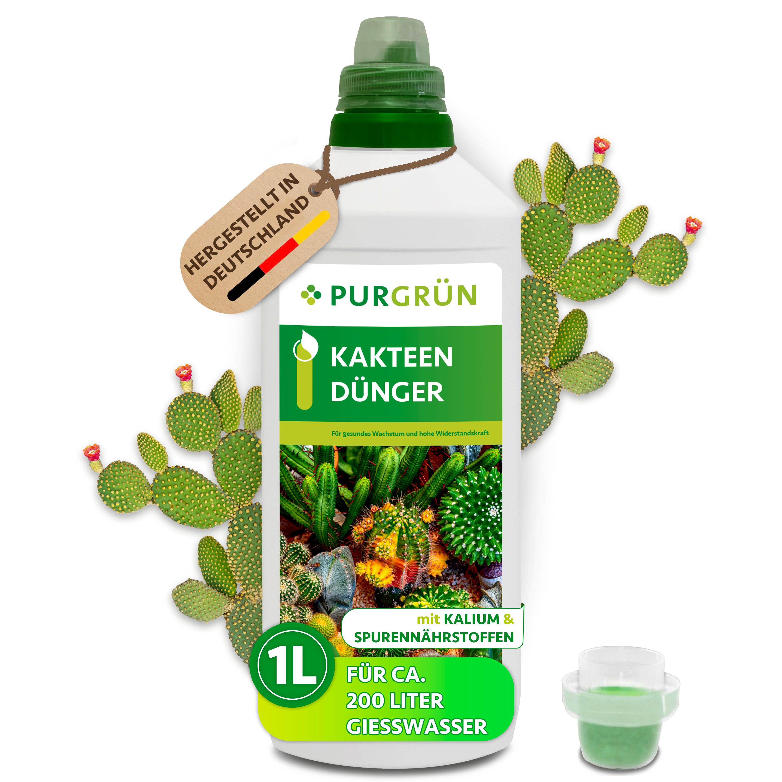 Purgrün Pflanzendünger Kakteendünger, NPK 3+5+7, Kalium, 1 Liter, Flüssigdünger, 1-St., 1 Liter