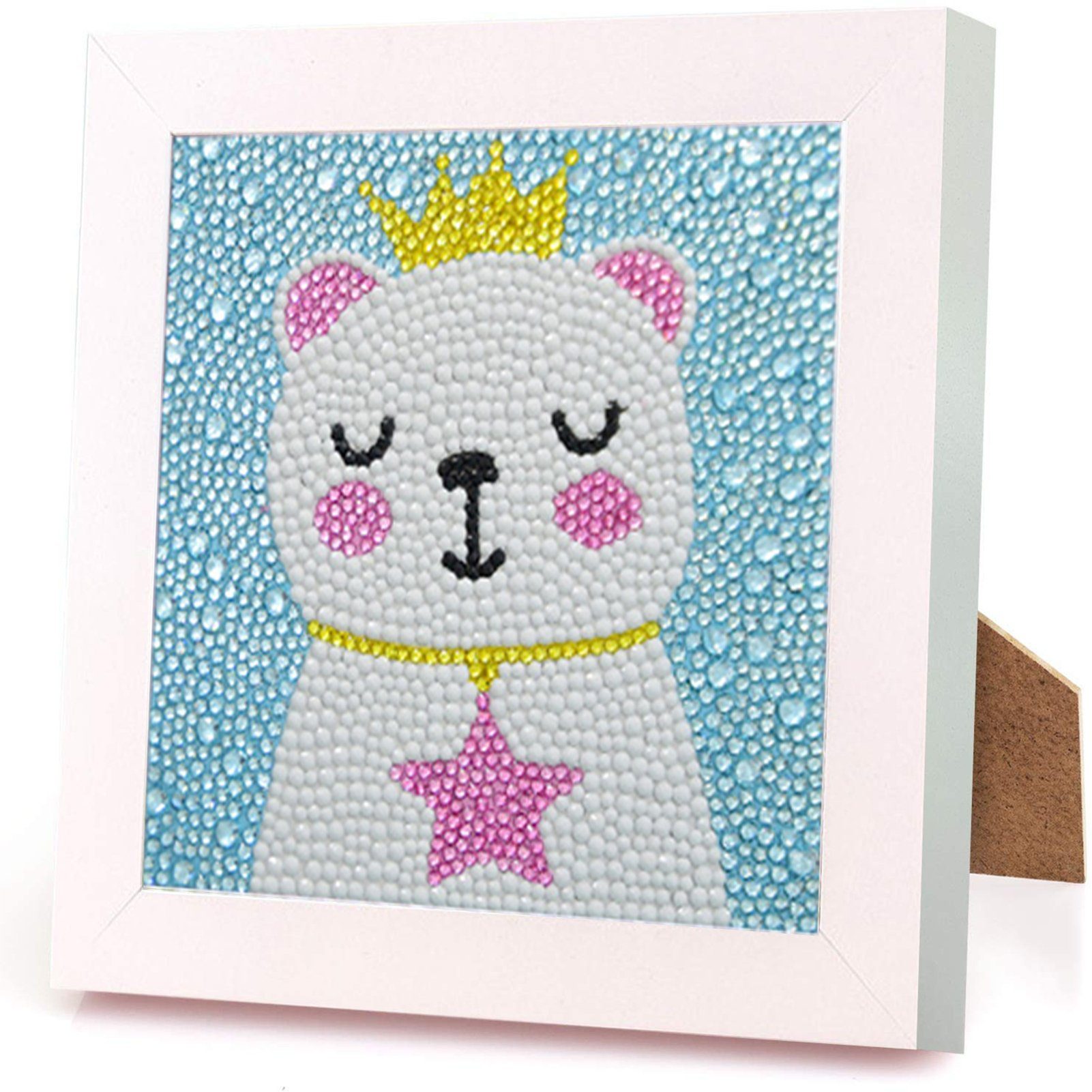 Vivi Idee Gemälde 5D DIY Diamant Painting Set mit Bilderrahmen, A009 Polarbär, Geschenk für Kinder