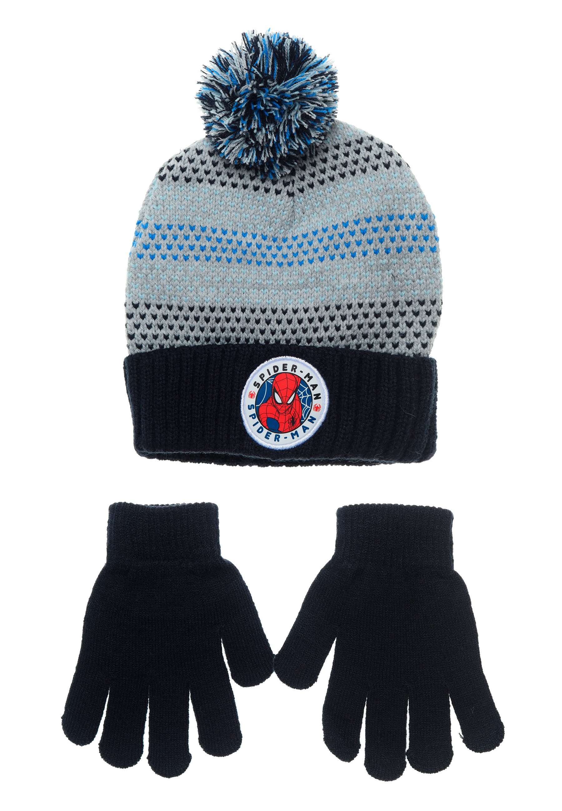 Spiderman Mütze & Schal Kinder Jungen Winter-Set Mütze Handschuhe (SET, 2-tlg)