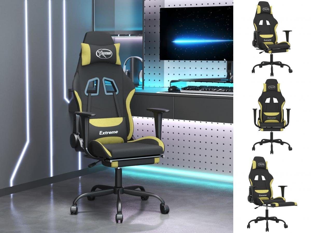 vidaXL Bürostuhl Gaming-Stuhl mit Hellgrün Gamingst Drehbar Schwarz Fußstütze und Stoff