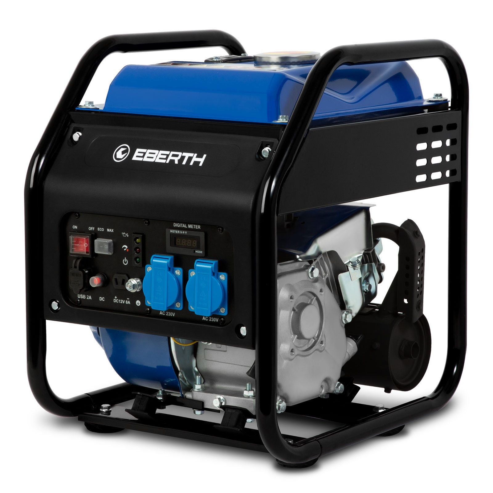EBERTH Stromgenerator Inverter Stromerzeuger, 3,2 in kW, 7PS Benzinmotor 4-Takt 2x 230V 1x 12V 2x USB