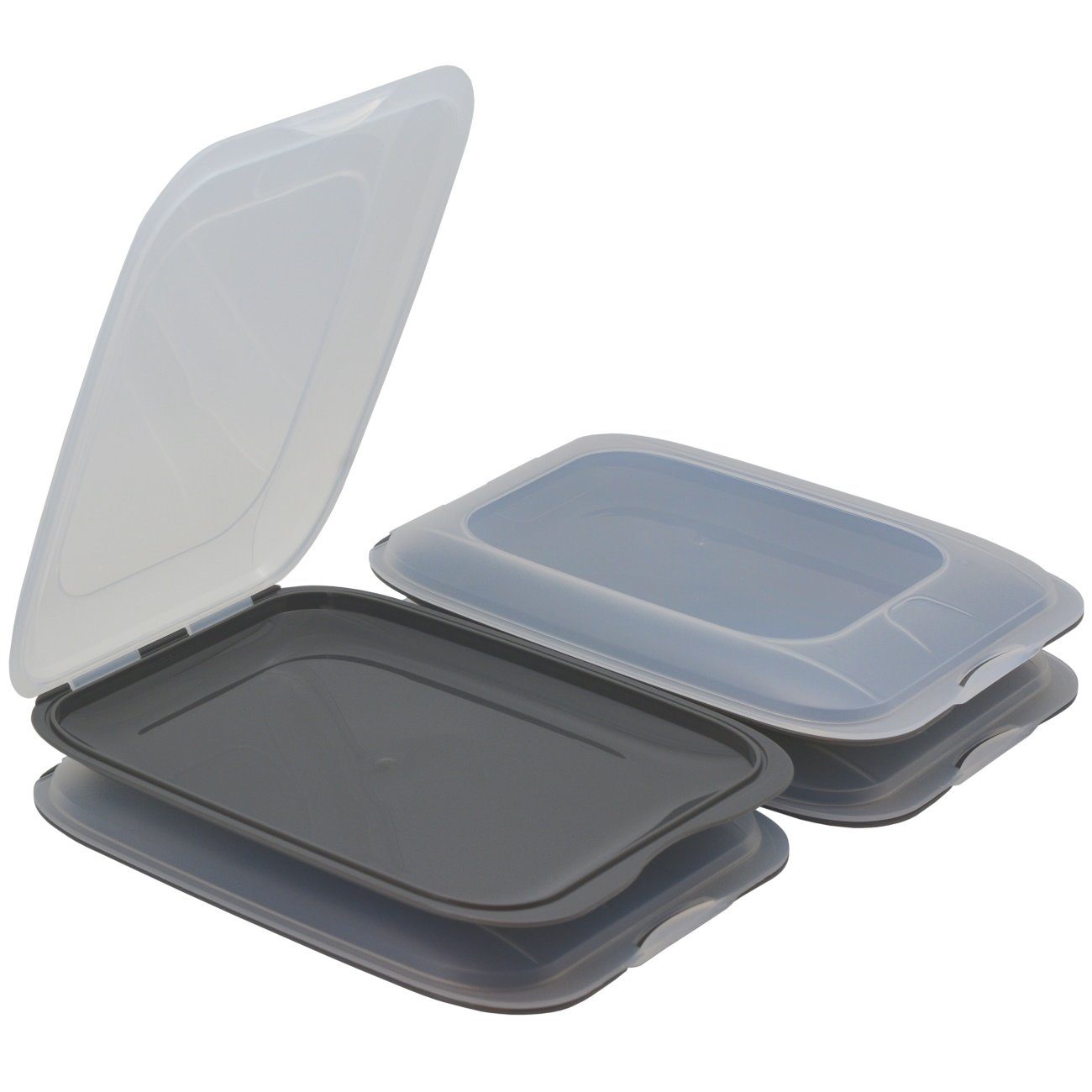 Engelland Frischhaltedose Aufschnittdosen, Aufschnittbox, PP-Kunststoff, BPA-frei, (Vorteils-Set, 4-tlg., mit transparentem Deckel), stapelbar, platzsparend, Ordnung im Kühlschrank, Organizer, Stapelbox
