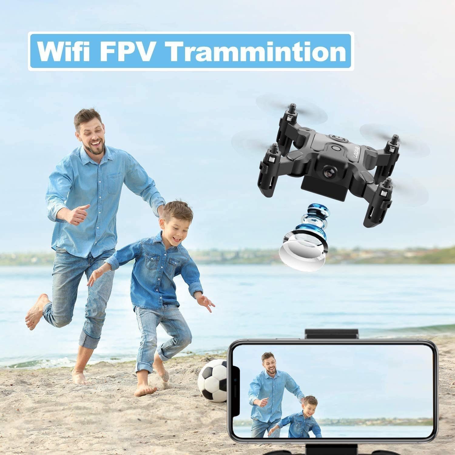 720P, WiFi Drohne Quadcopter HD x Übertragung (1280 Kamera FPV Live RC Akku) Mini Faltbar 4DRC 3