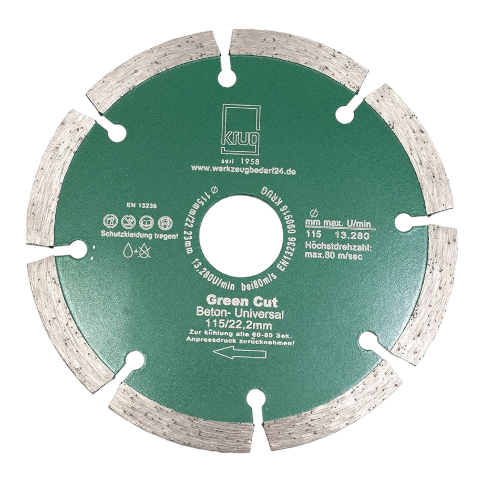 Trennscheiben Diamantscheibe Green Cut Beton Universal 115 mm für Beton Granit