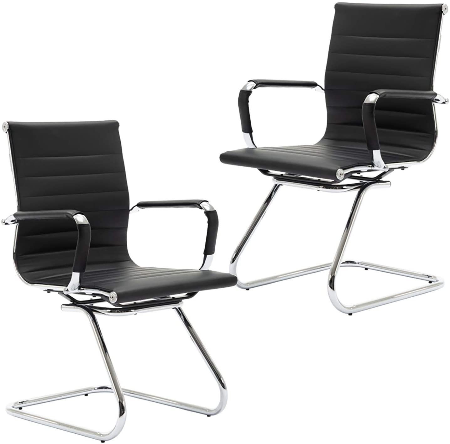 Bürostuhl OFFICE aus Schawarz Kunstlederbezug WAHSON Freischwinger Besucherstuhl CHAIRS