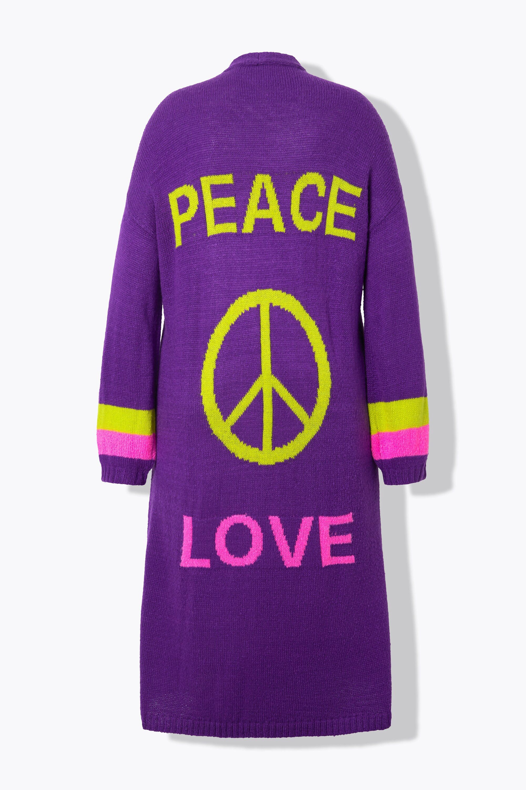 Angel of Style Cardigan Long-Strickjacke Rücken Peace-Motiv offene Form