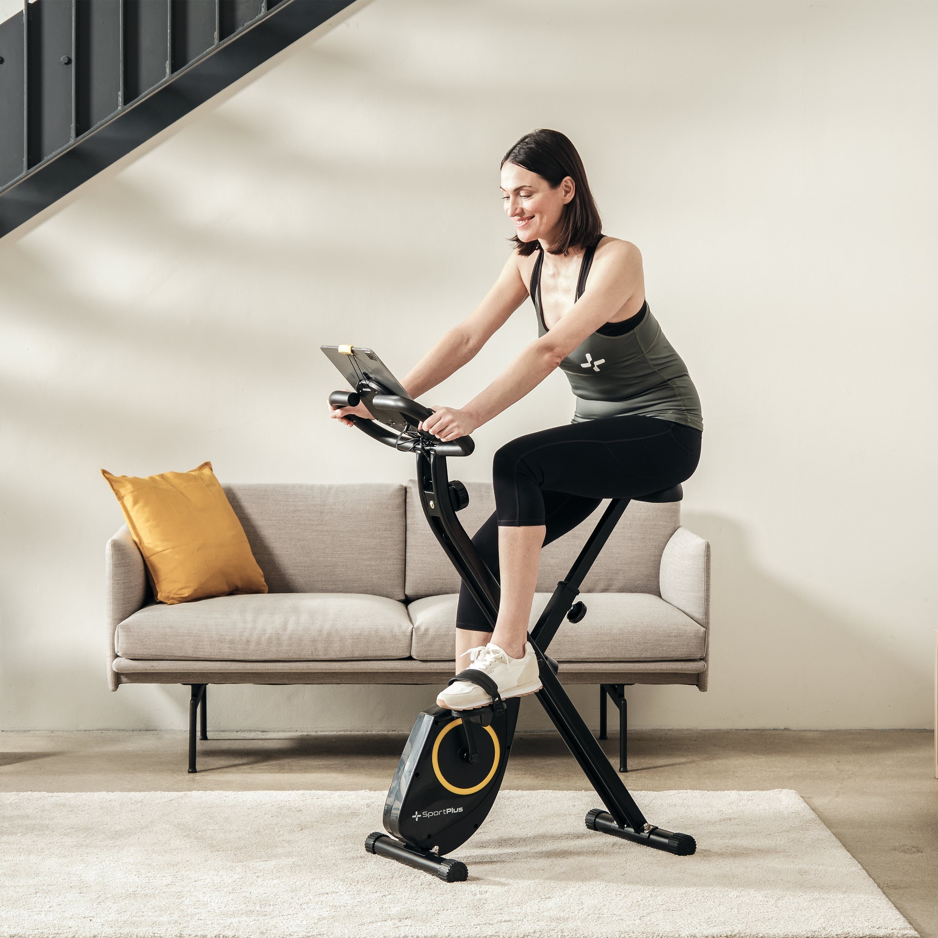 8 Heimtrainer, für X-Bike SP-HT-1200-B-iE, SportPlus Stufen mit klappbar zuhause, Heimtrainer