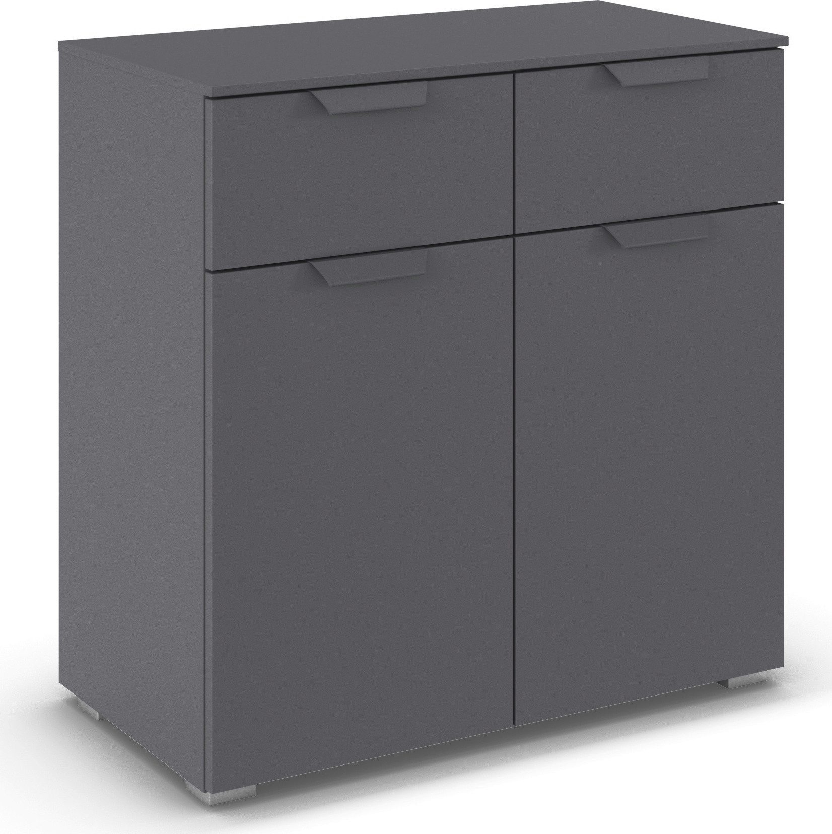 rauch Kombikommode Sideboard Schubladenkommode COSTA mit farblich passenden Metallgriffen (in 2 Griff-Farben, Breite 80 cm), mit 2 Schubladen und 1 verstellbaren Einlegeboden MADE IN GERMANY