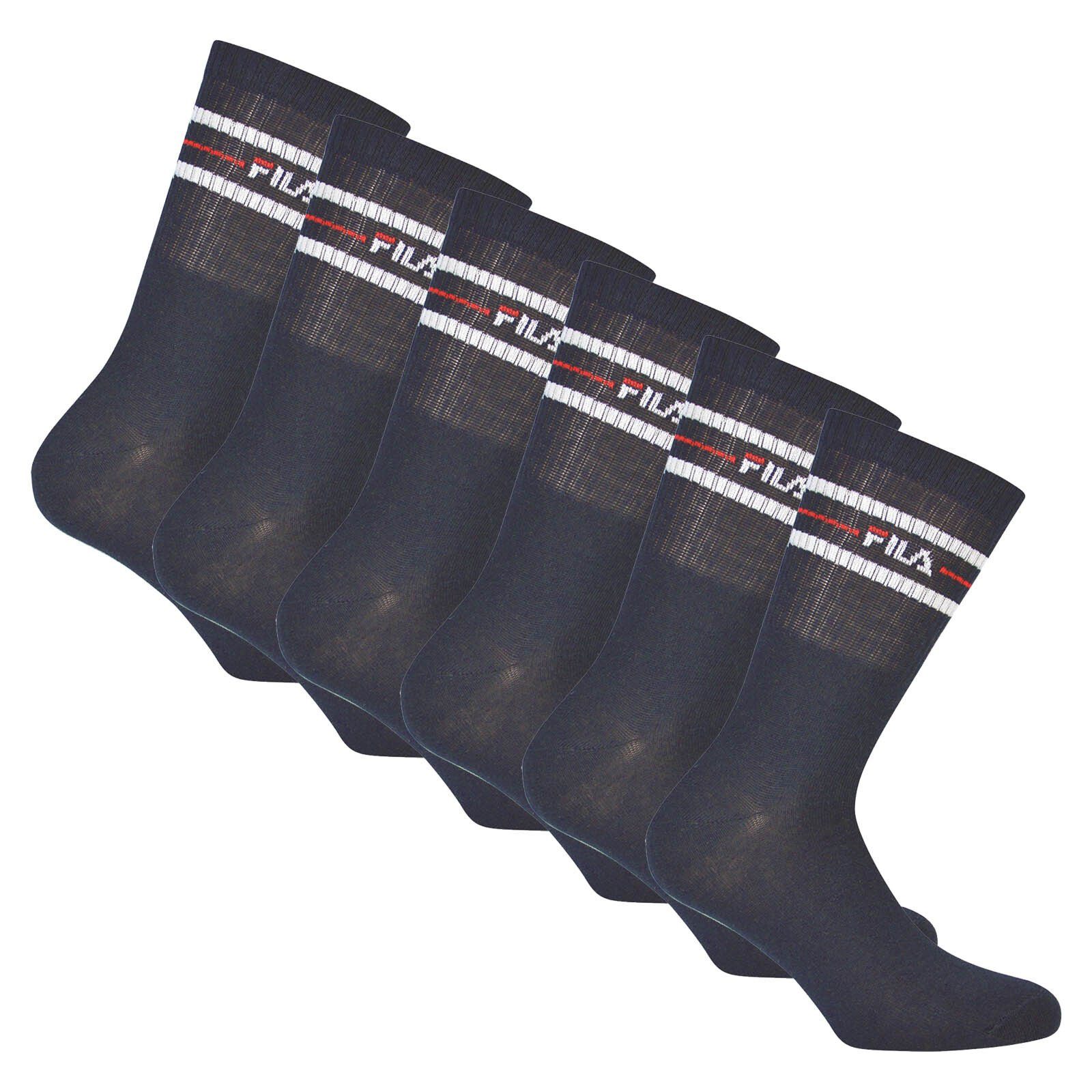 Fila Sportsocken Unisex Socken, 6er Pack - Crew Socks, Strümpfe Blau