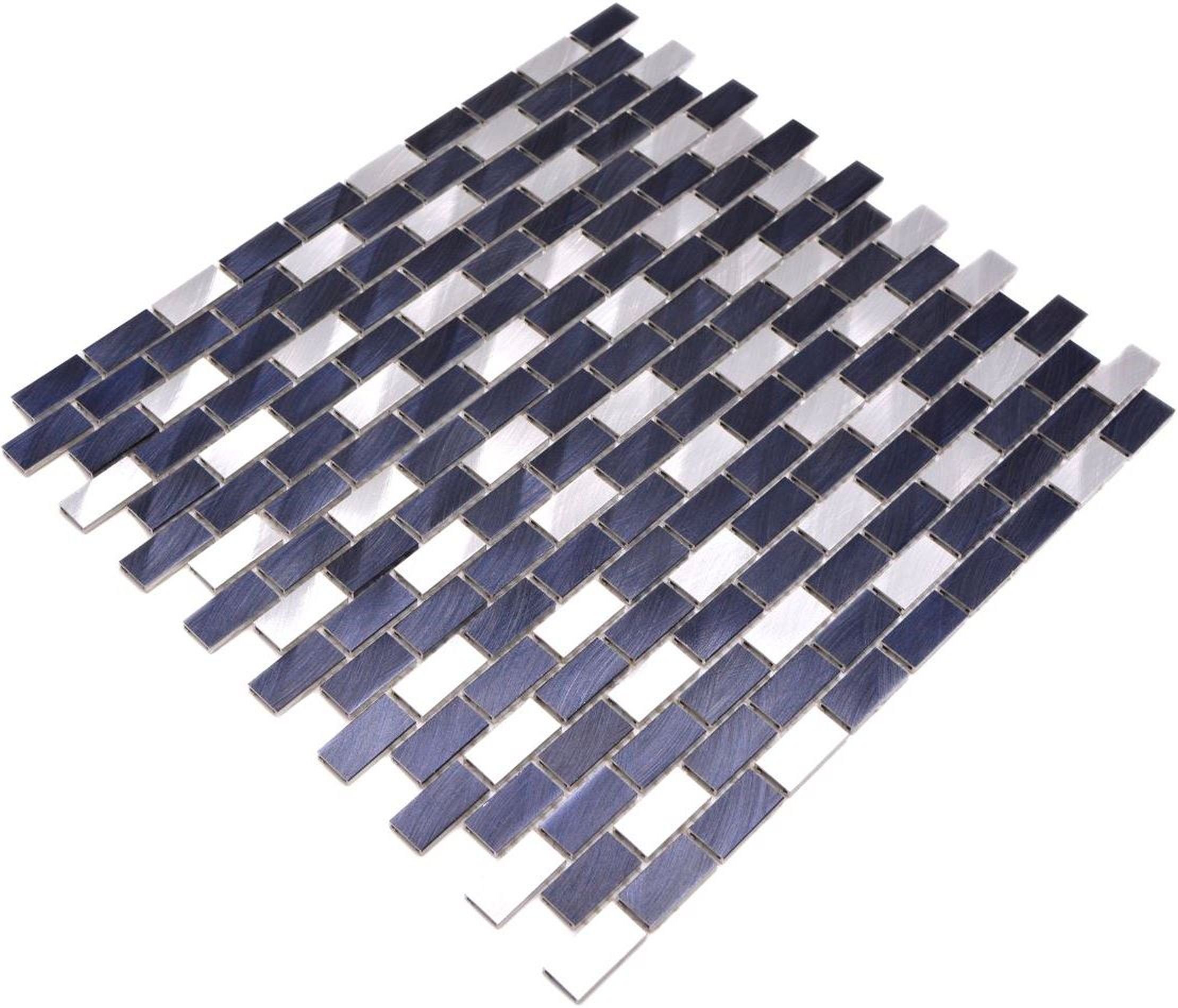 Mosani Mosaikfliesen Mosaik Fliese Aluminium schwarz Fliesenspiegel Brick Küchenwand
