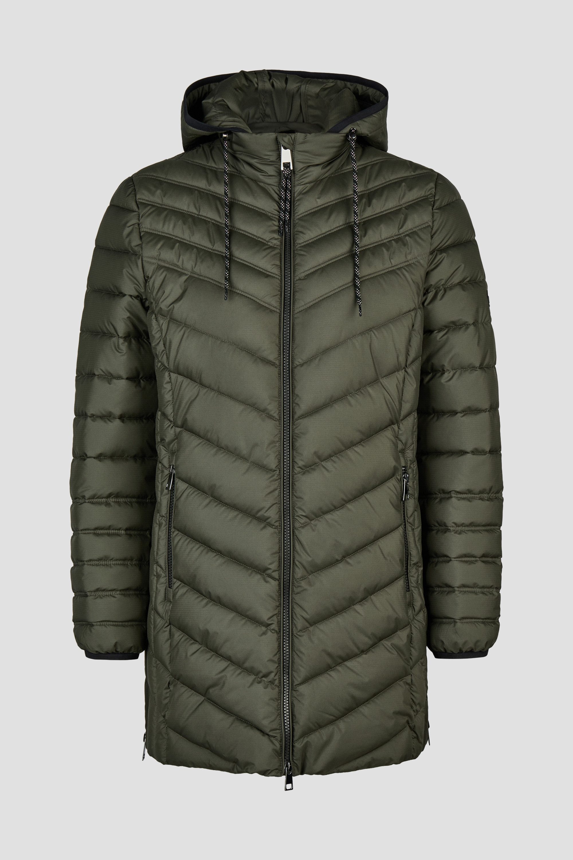 Barbara Lebek Steppjacke lange Damenjacke, warme Übergangsjacke mit seitlichen Reißverschlüssen