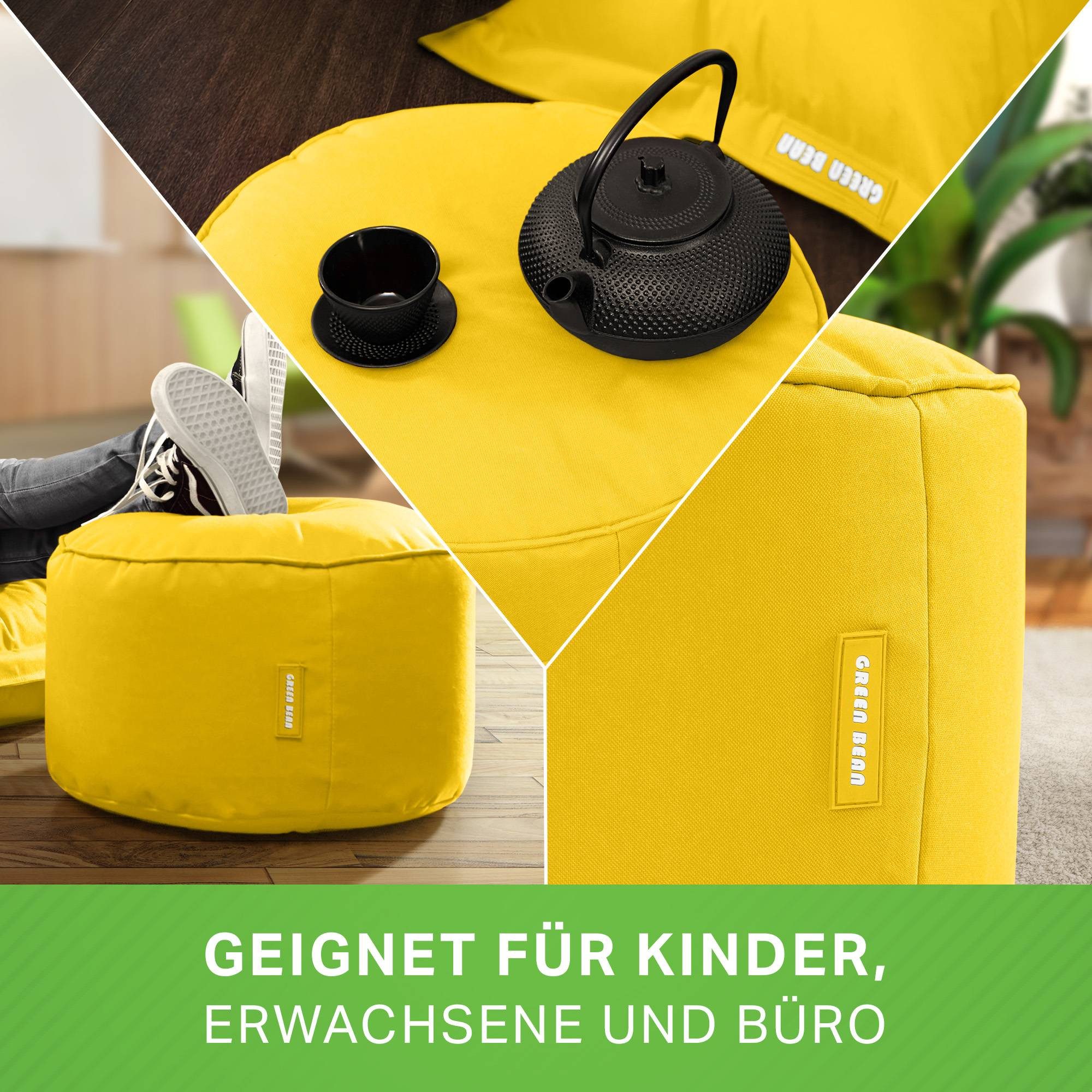 Green Bean Pouf Sitzsack-Hocker Pouf Stay 45x25cm (Sitzsack-Hocker 45x25cm mit EPS-Perlen Füllung -, Fußhocker Fußkissen Sitz-Pouf für Sitzsäcke), die ideale Ergänzung zum Sitzsack