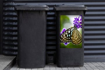 MuchoWow Wandsticker Lavendel - Schmetterling - Botanisch (1 St), Mülleimer-aufkleber, Mülltonne, Sticker, Container, Abfalbehälter