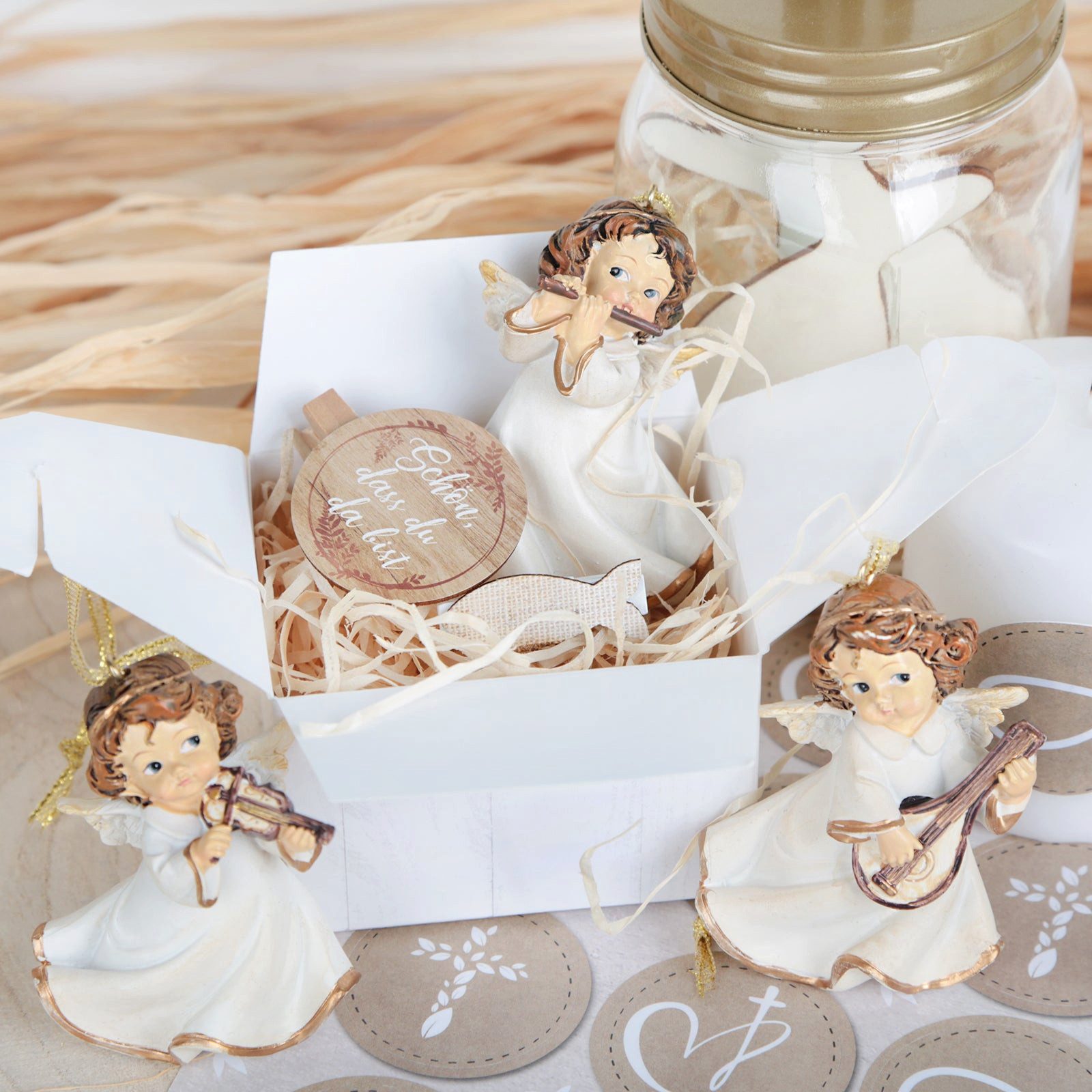 Logbuch-Verlag Dekofigur 4 Engel zum Aufhängen – Schutzengel mit Instrument günstig online kaufen