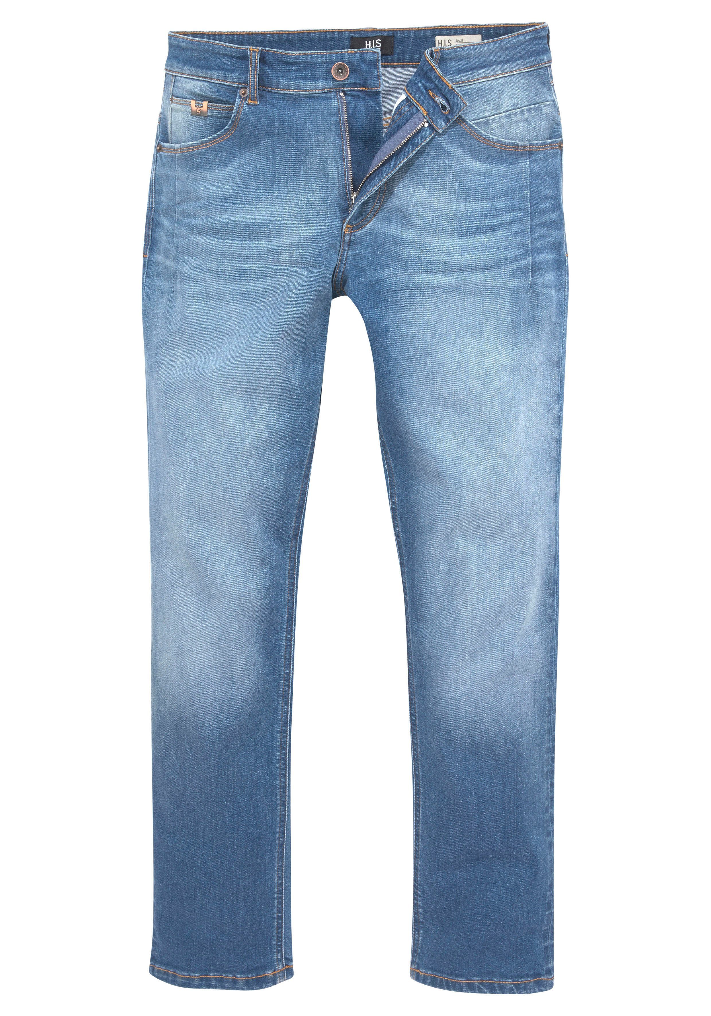 durch blue Wash Straight-Jeans Ozon wassersparende DALE H.I.S Ökologische, Produktion