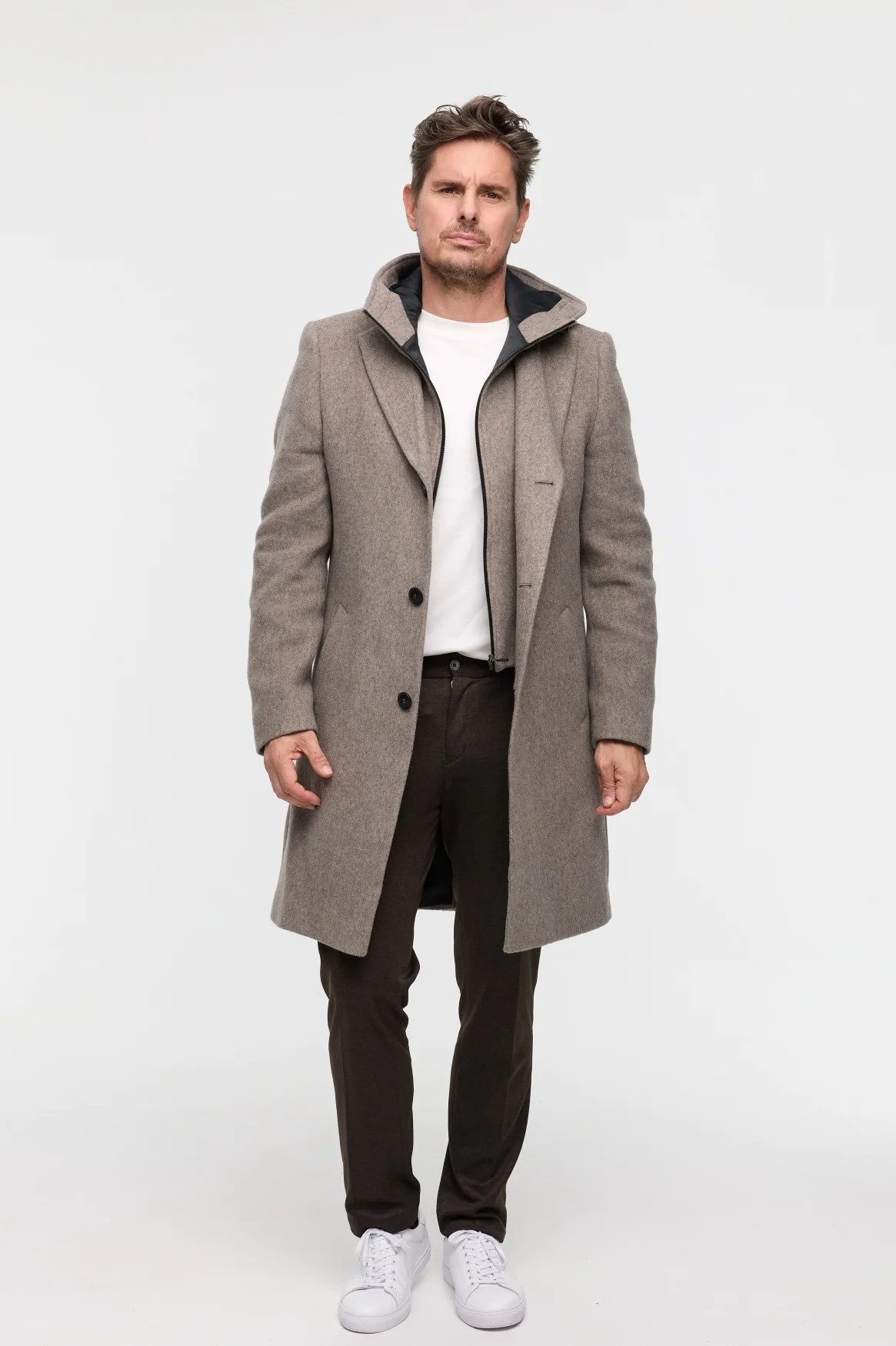 ZUITABLE Wollmantel 252814 DiArvid - Herren Filzmantel modern - mit Kapuze - Wollmantel