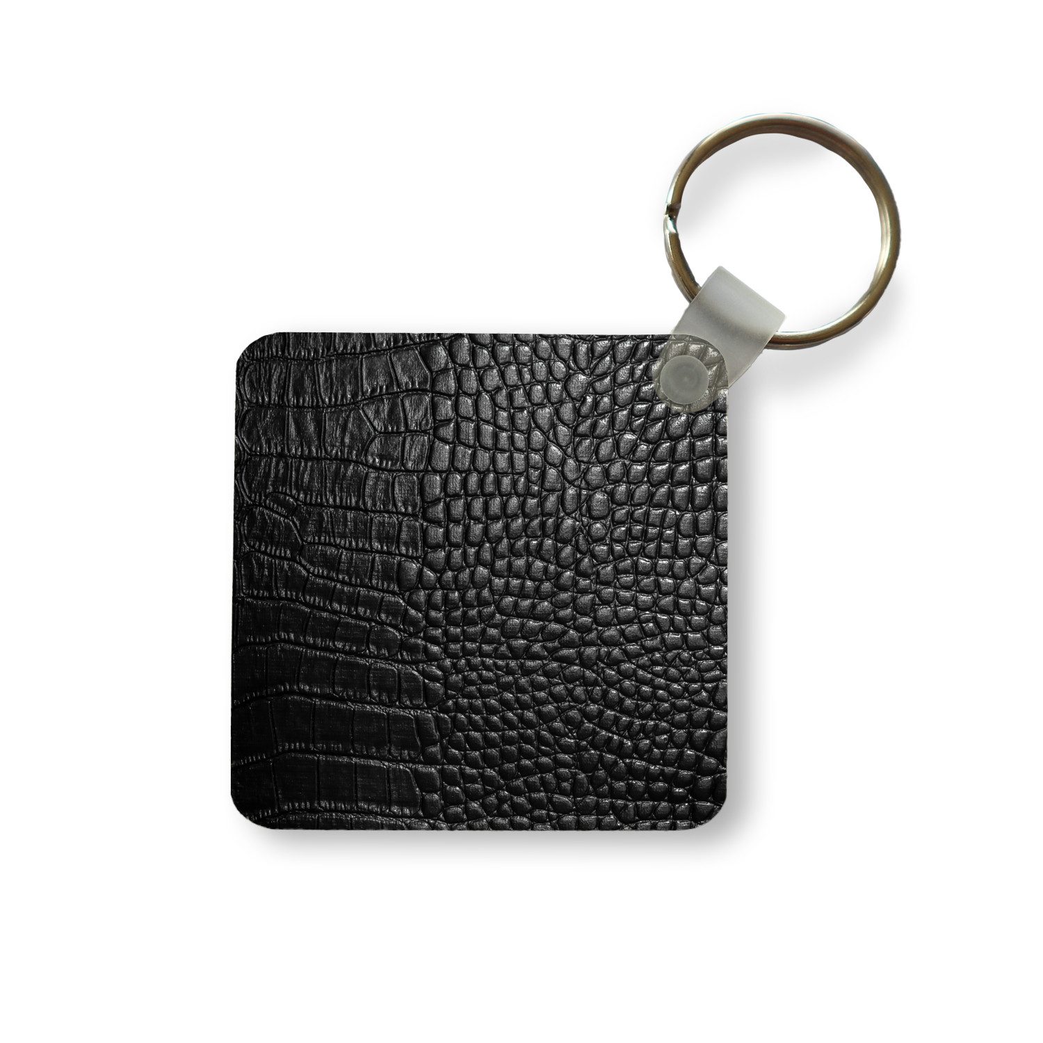 MuchoWow Schlüsselanhänger Leder - Textur - Schwarz - Grau, Quadratisch, Accessoire Auto / Haus / Rucksack / Handtasche, 5x5 cm
