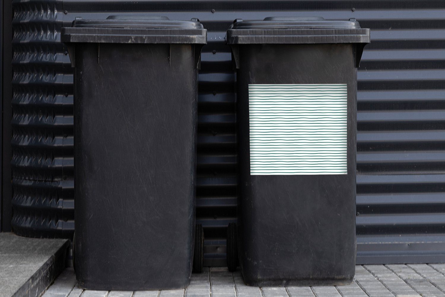 Mülleimer-aufkleber, Sticker, Wandsticker - (1 - Abfalbehälter Weiß Mülltonne, St), MuchoWow Container, Grün Gemustert